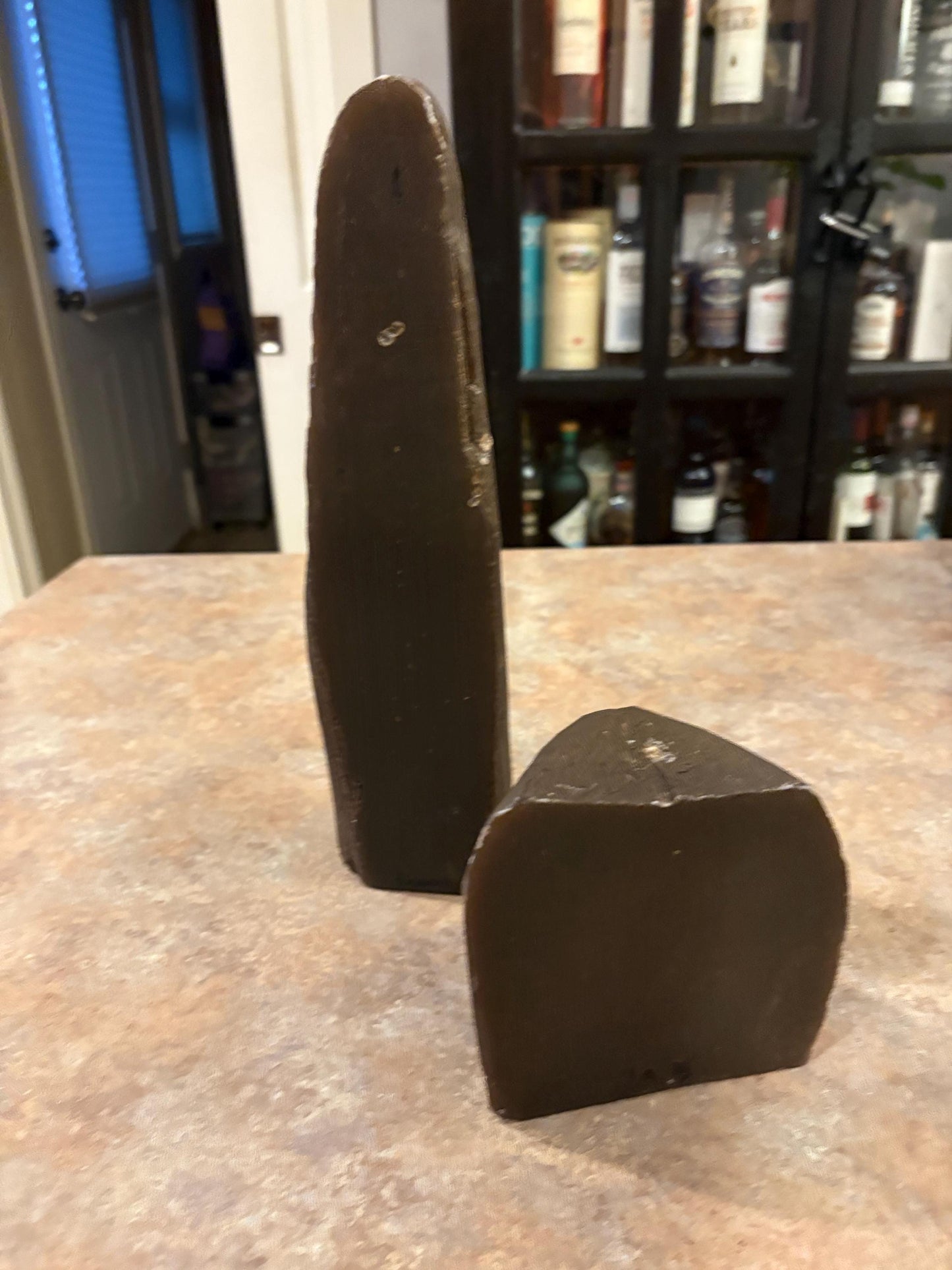 Very unusual Canadian vintage indigenous First Nations candles  13 and 5 inches tall  good condition