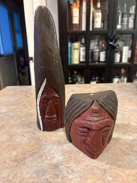 Very unusual Canadian vintage indigenous First Nations candles  13 and 5 inches tall  good condition