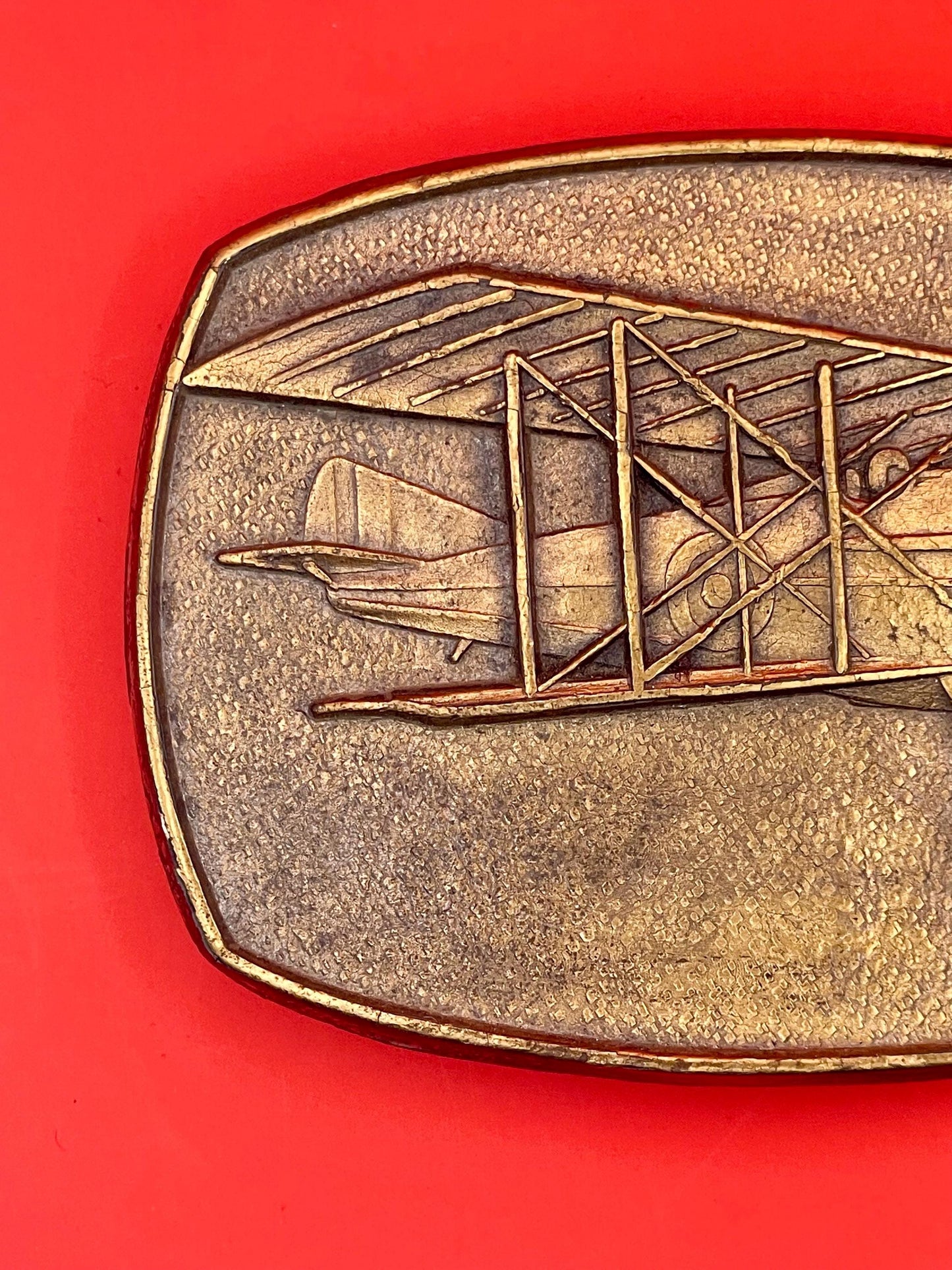 Vintage Brass Airplane Belt Buckle