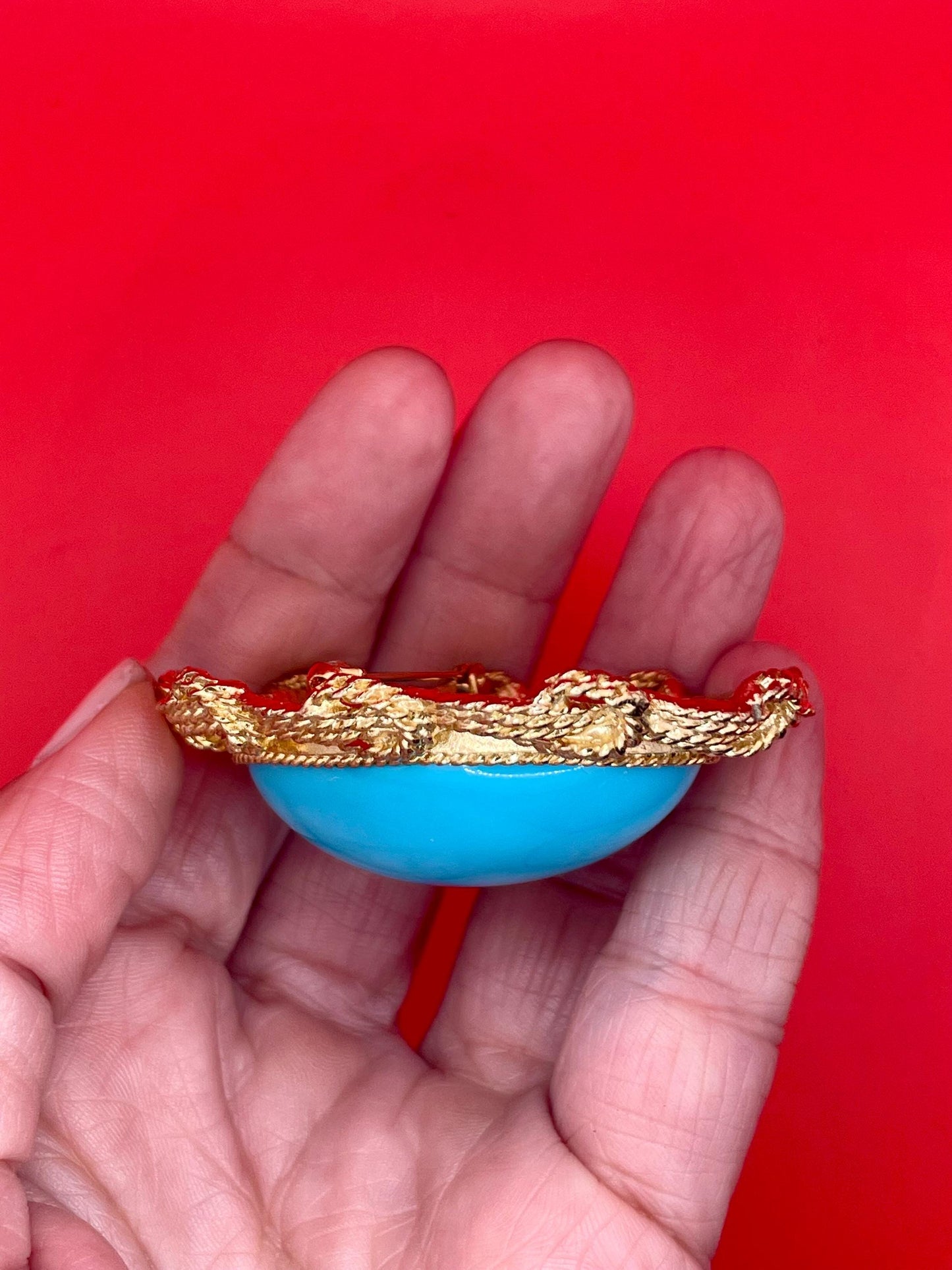 Vintage Gold Tone Faux Turquoise Brooch