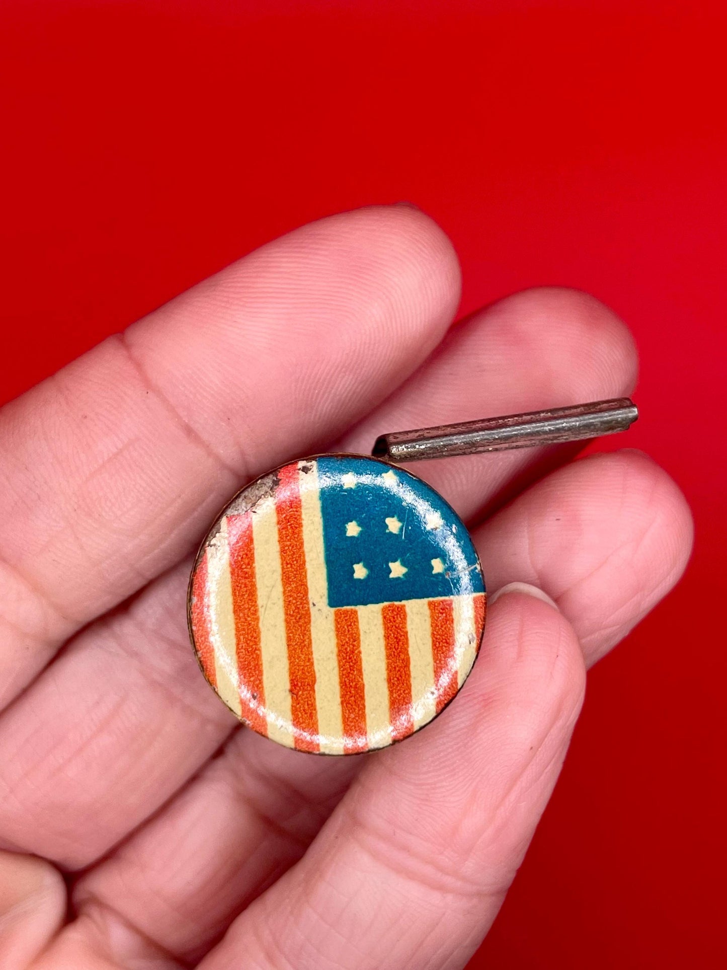 Vintage Metal Whistle with American Flag Design