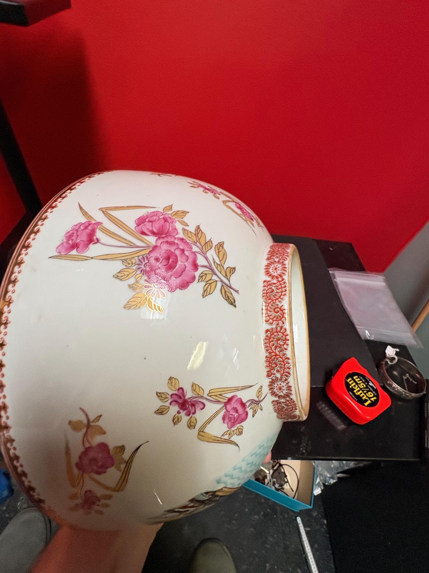 Stunning 19 century signed Chinese export 10 x 5 high porcelain bowl depicting sailboat in wonderful condition - wow