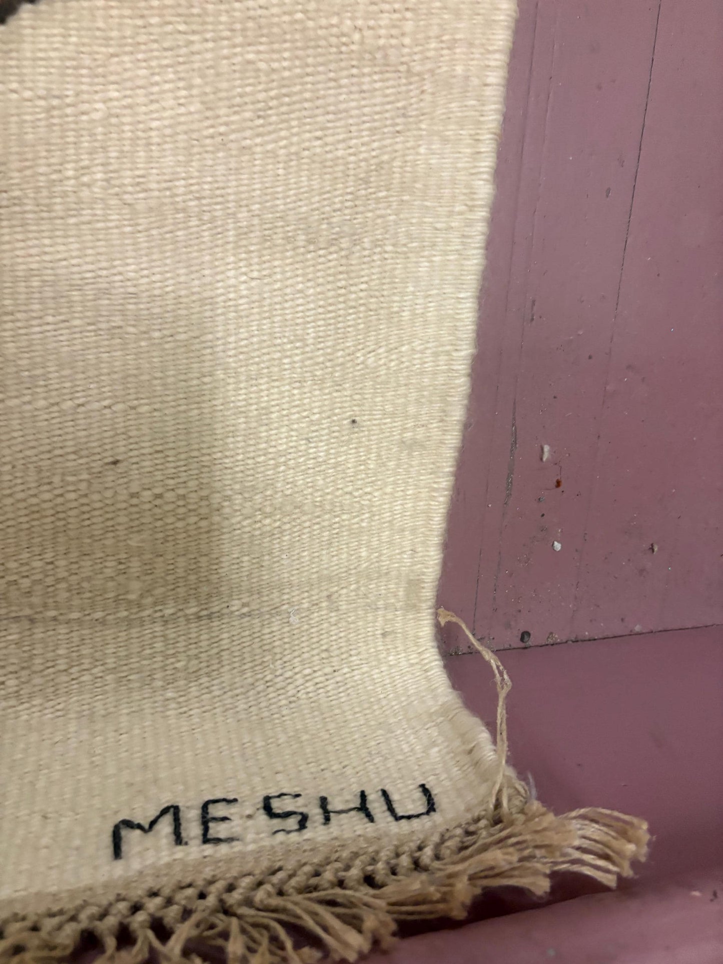 Beautiful monteng weavers signed 81 x 117 cm woven South African LESOTHO wall hanging depicting a gentleman - needs hanger