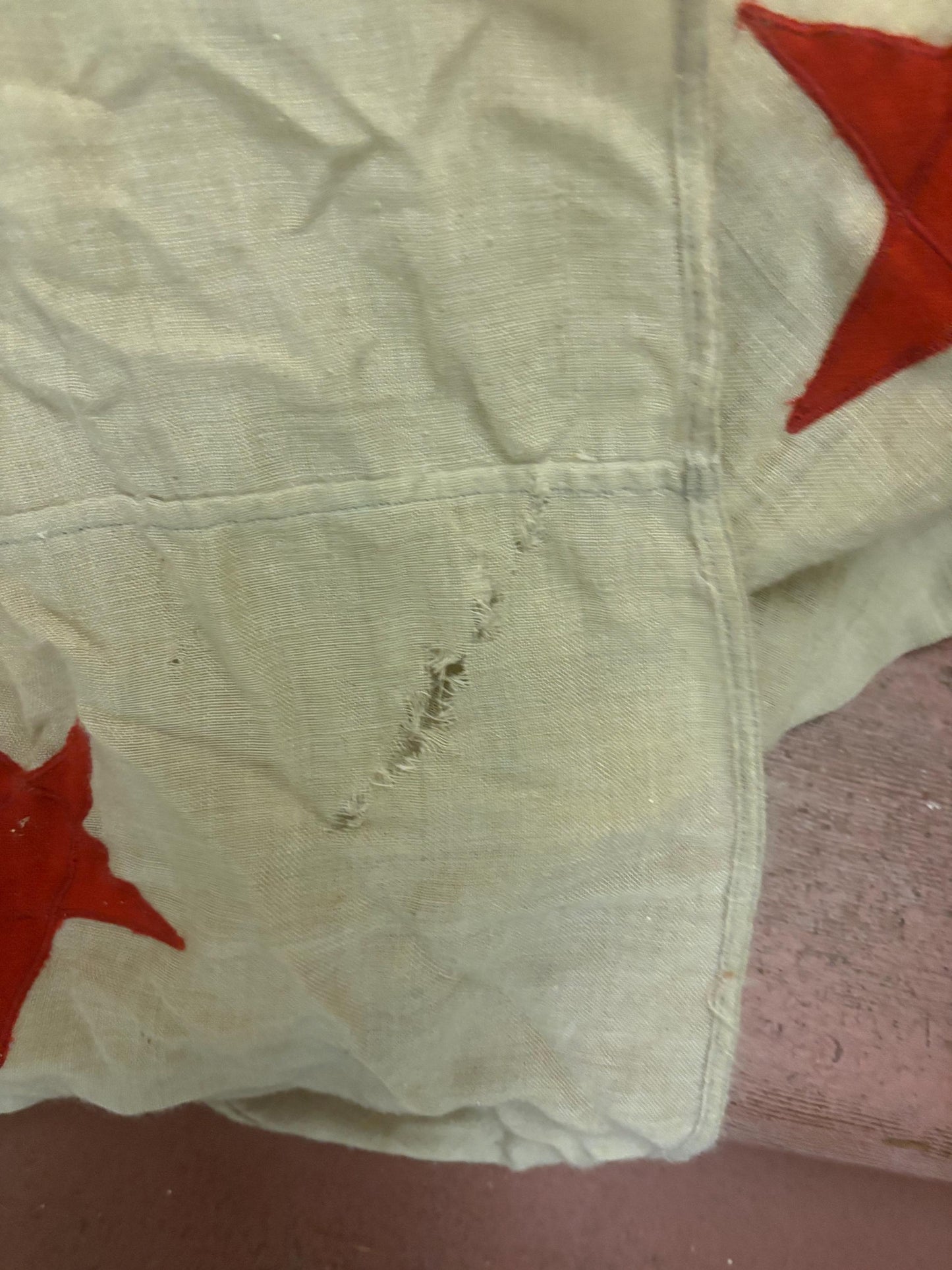 Stunning antique approximately 62 x 30 inch New Zealand flag with hardware  pretty good condition but see photos  great value