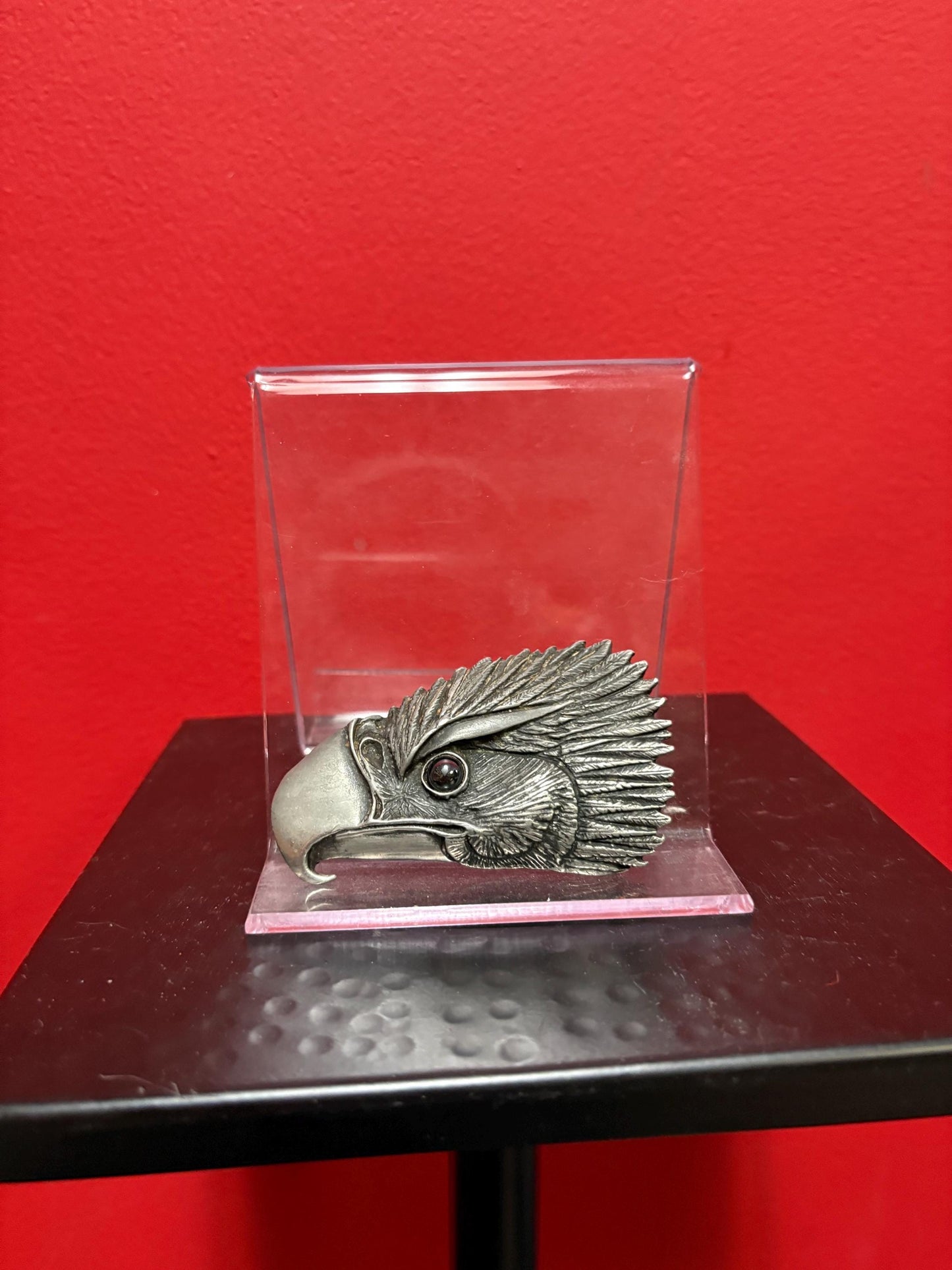 Beautiful signed 3.25 inch long pewter bird belt buckle