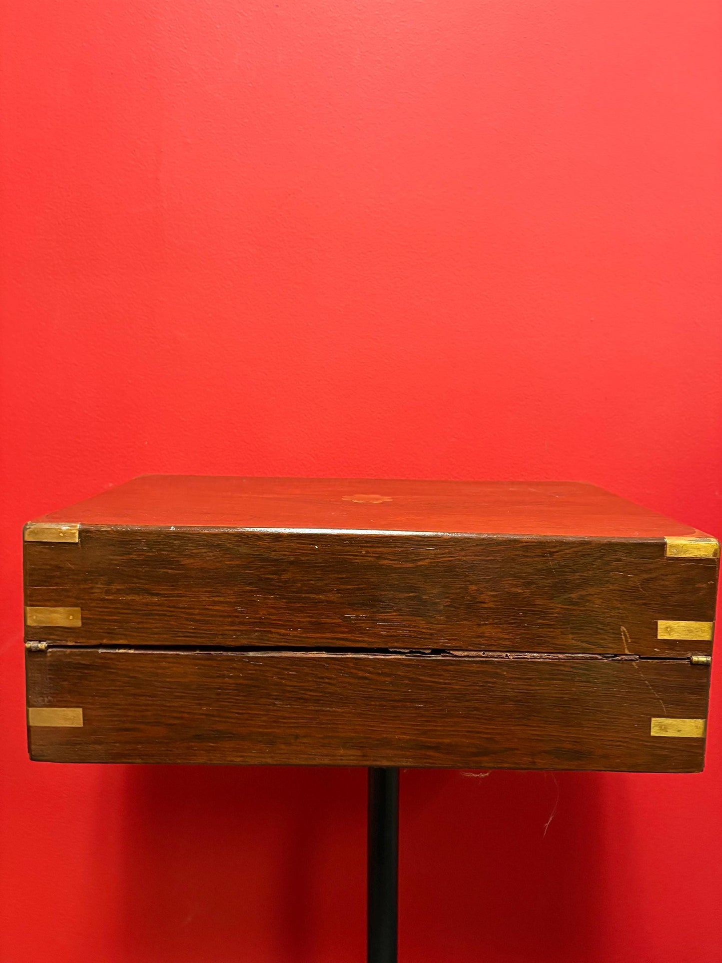 Beautiful 16 x 10 x 6 inch antique walnut and brass lap desk with original inkwells  amazing condition  see photos