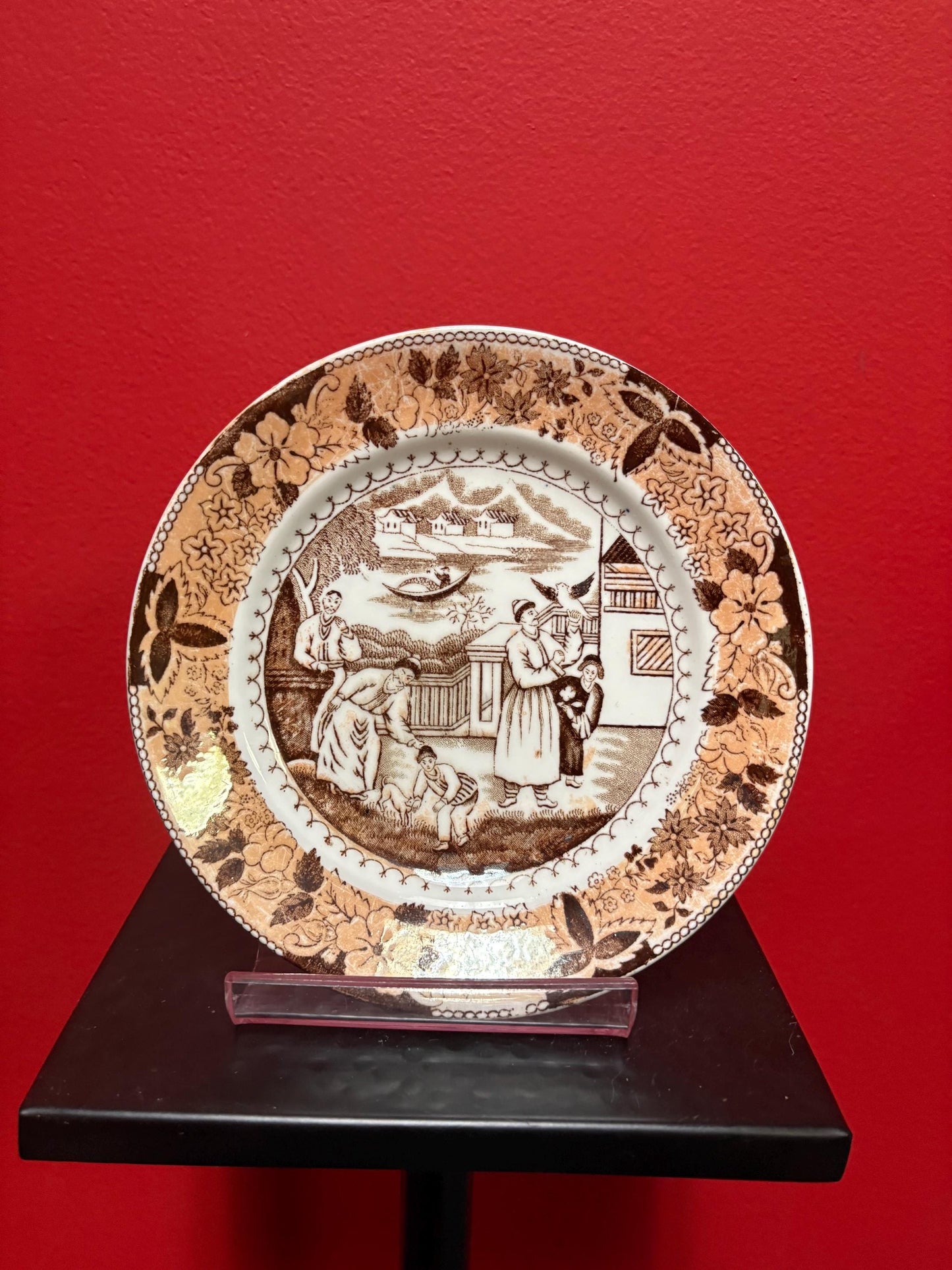 Delicious 1820s Chinese export plate in mint condition  great imagery and 7 inches across  value price