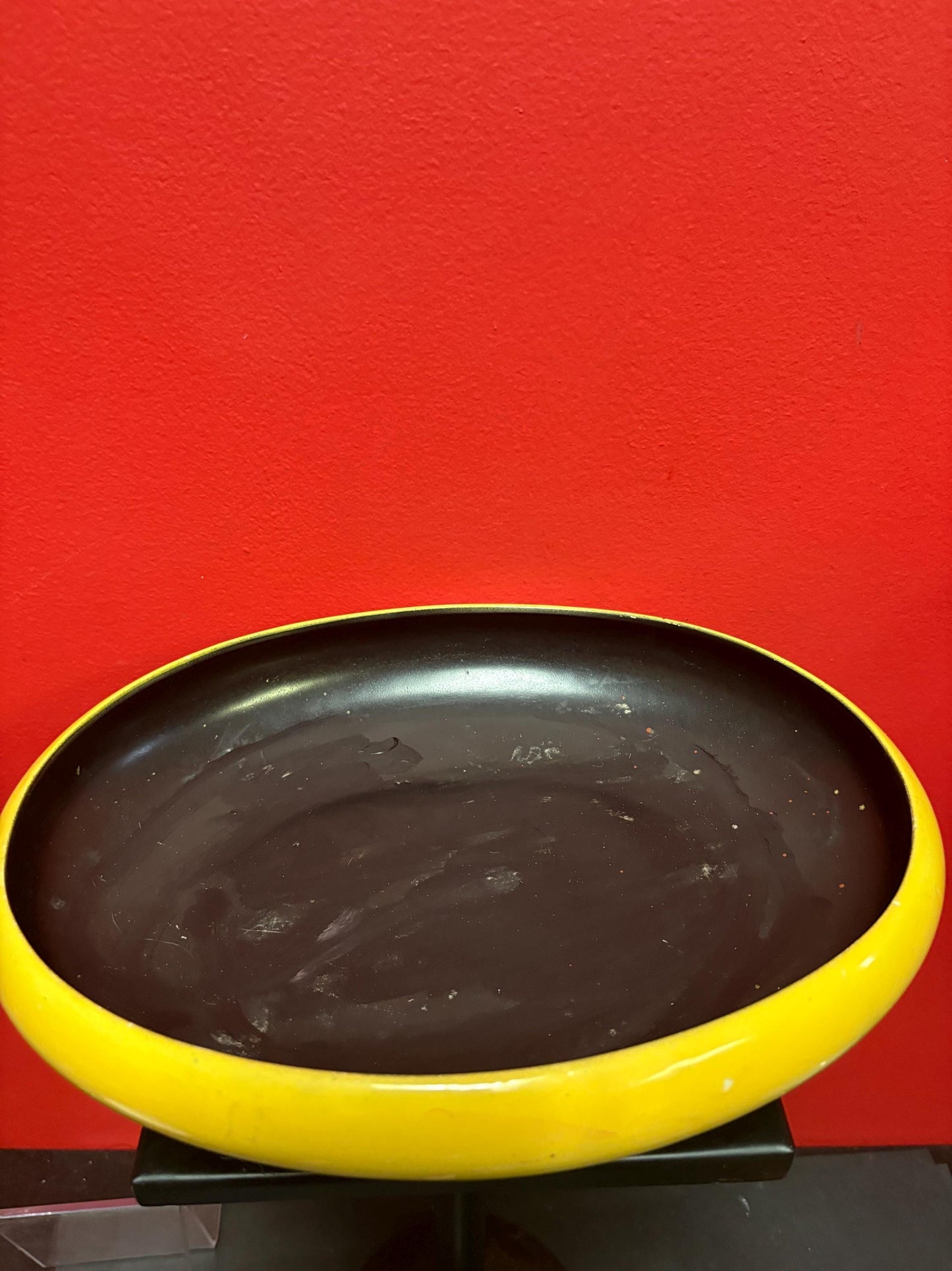 Beautiful antique Royal Doulton bright yellow and black planter — great condition but worn inside — crazy value - 12 x 9” wide