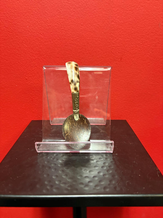 Beautiful coconut shell and silver spoon 5 inches long  many purposes and great gift