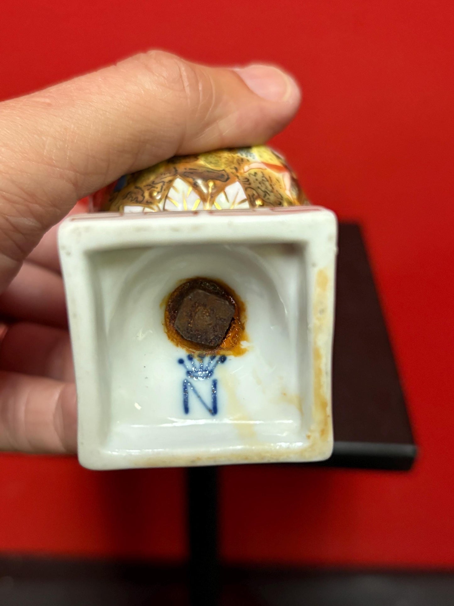 Beautiful 19 century European hand painted porcelain signed vase  5 inches tall  great value and perfect condition