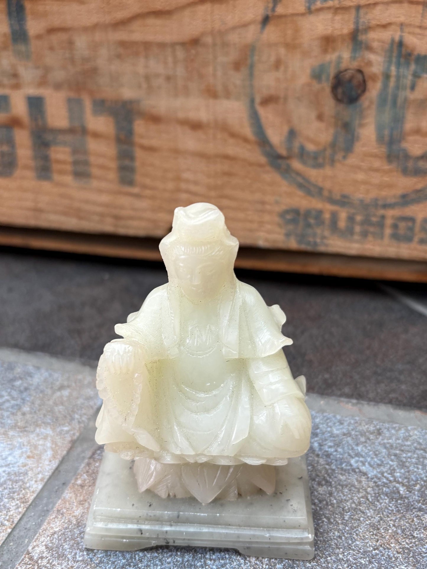 Beautiful Chinese Jade Buddha on stone stand  3 1/2 inches high  nice detail high-quality Jade