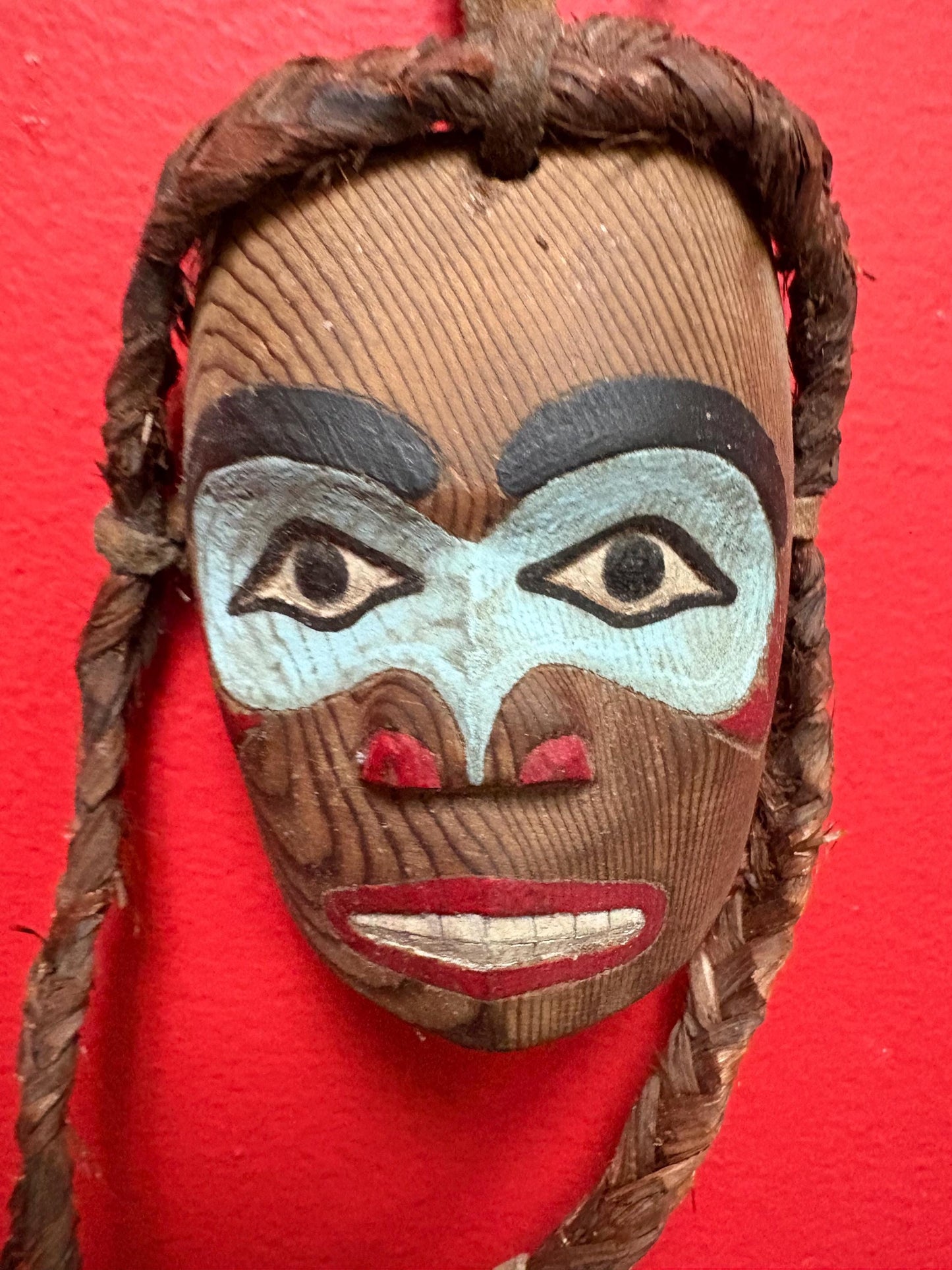 beautiful indigenous first nations Pacific Northwest coast 6 inch cedar and painted miniature mask  amazing detail