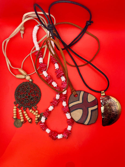 Lot of 4 Assorted Necklaces  Mixed Styles, Lengths & Materials