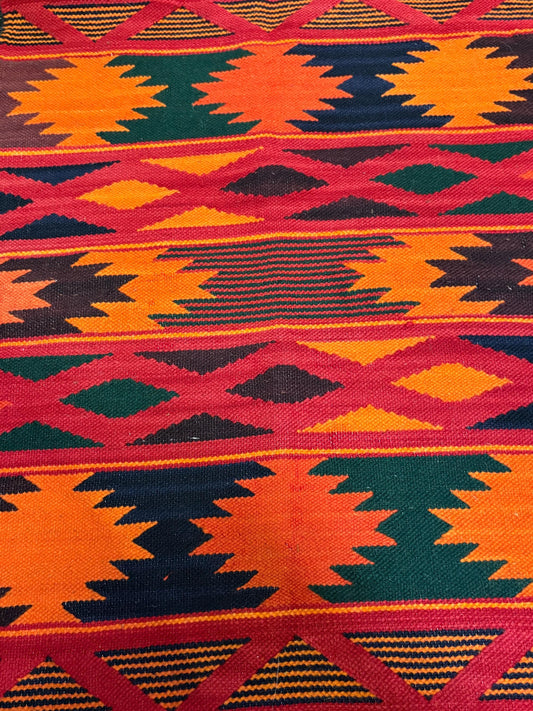 Handmade vintage South American Ecuadorean wool wall hanging or small rug - fabulous condition - 34 x 24  inches wide  great value