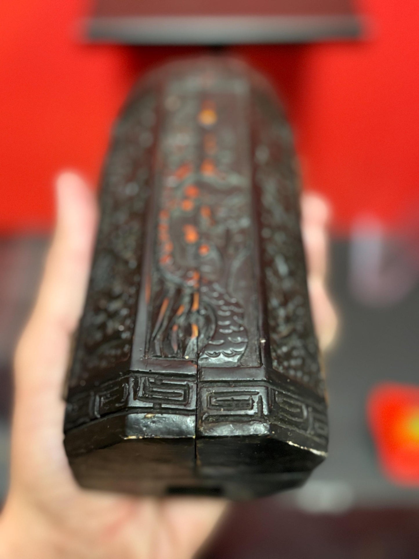 Stunning 9 x 7 high heavily carved intricate Buddhist temple statue screen  unbelievable detail  wow