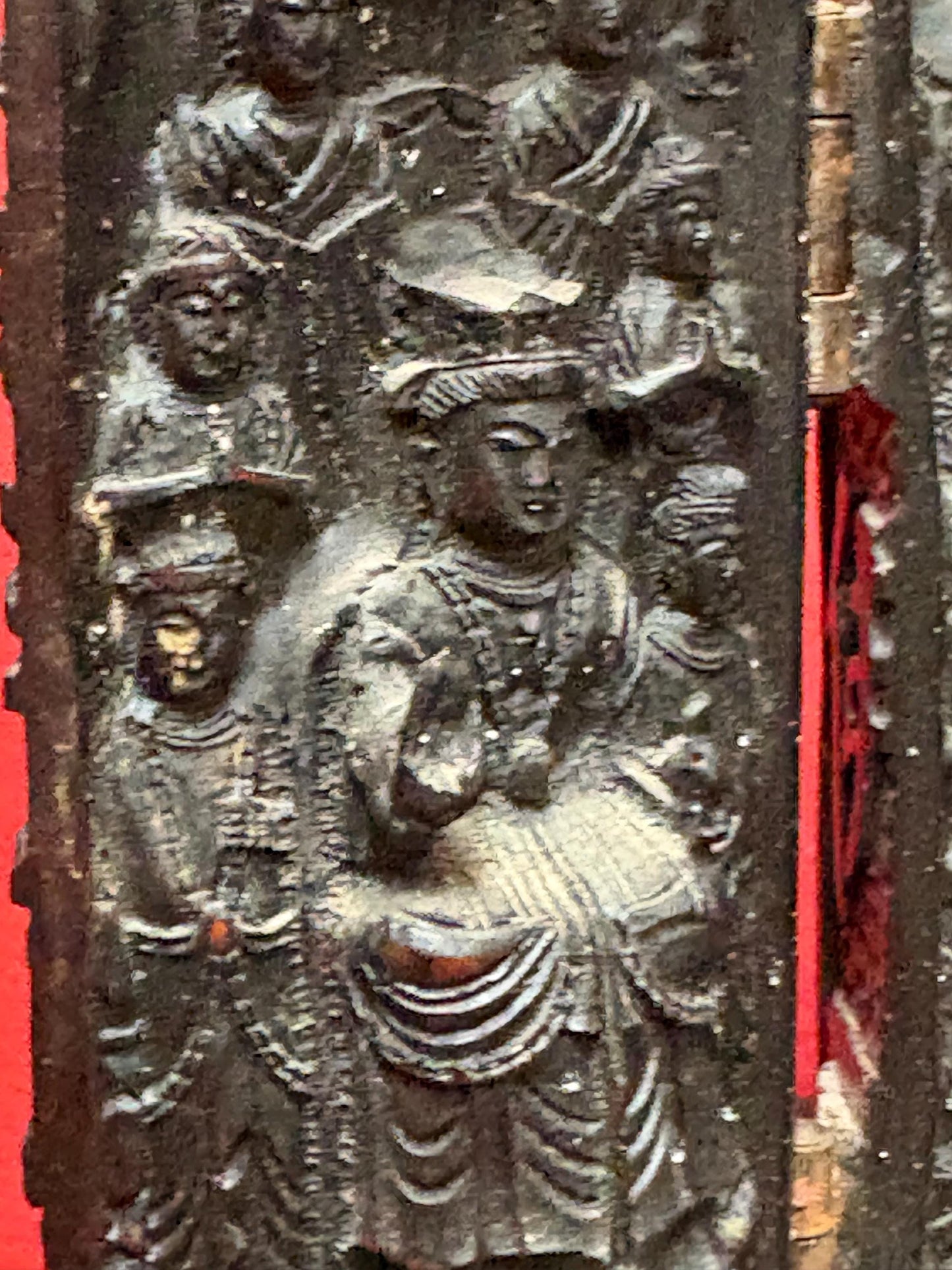 Stunning 9 x 7 high heavily carved intricate Buddhist temple statue screen  unbelievable detail  wow