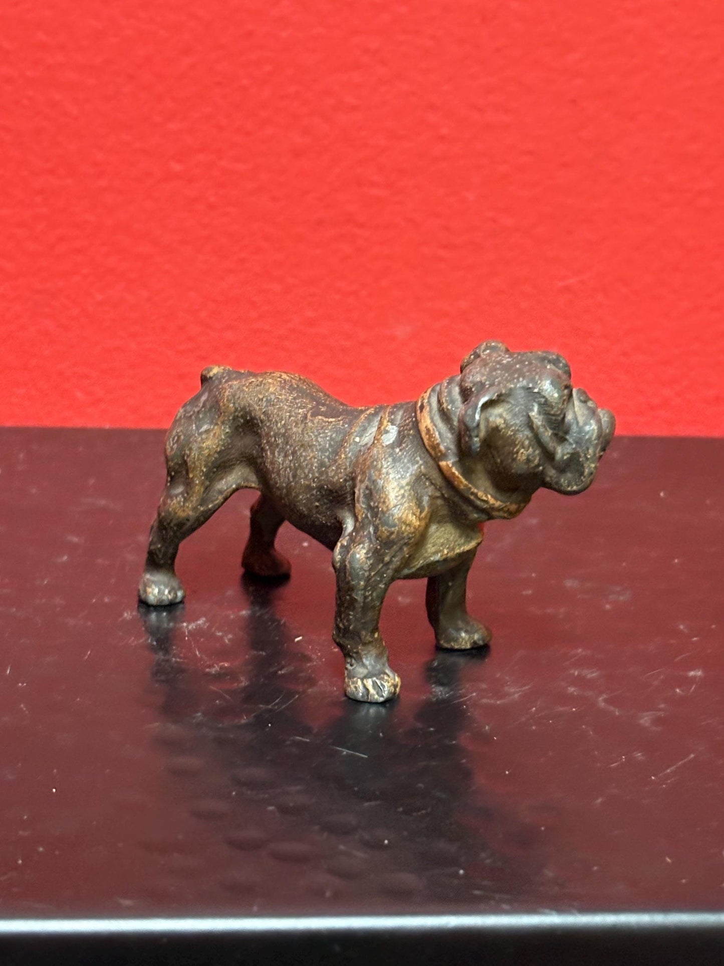 Stunning antique 3 by 2 inch high bronze bulldog  wonderful patina and amazing gift bulldog -
