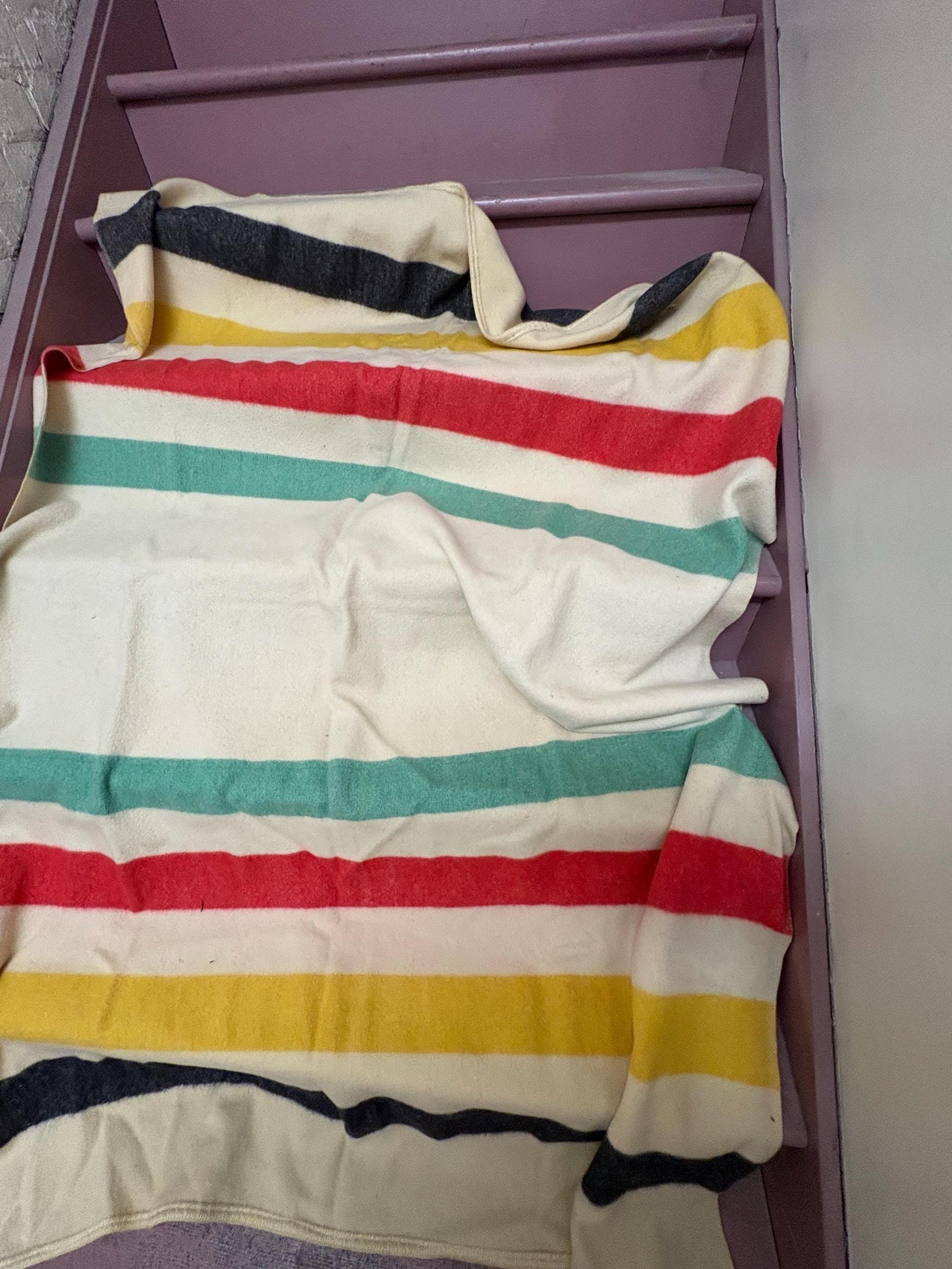 Stunning HBC Hudson Bay Company style wool antique blanket - made by Ayers  great value -approximately 64 x 56 - great condition