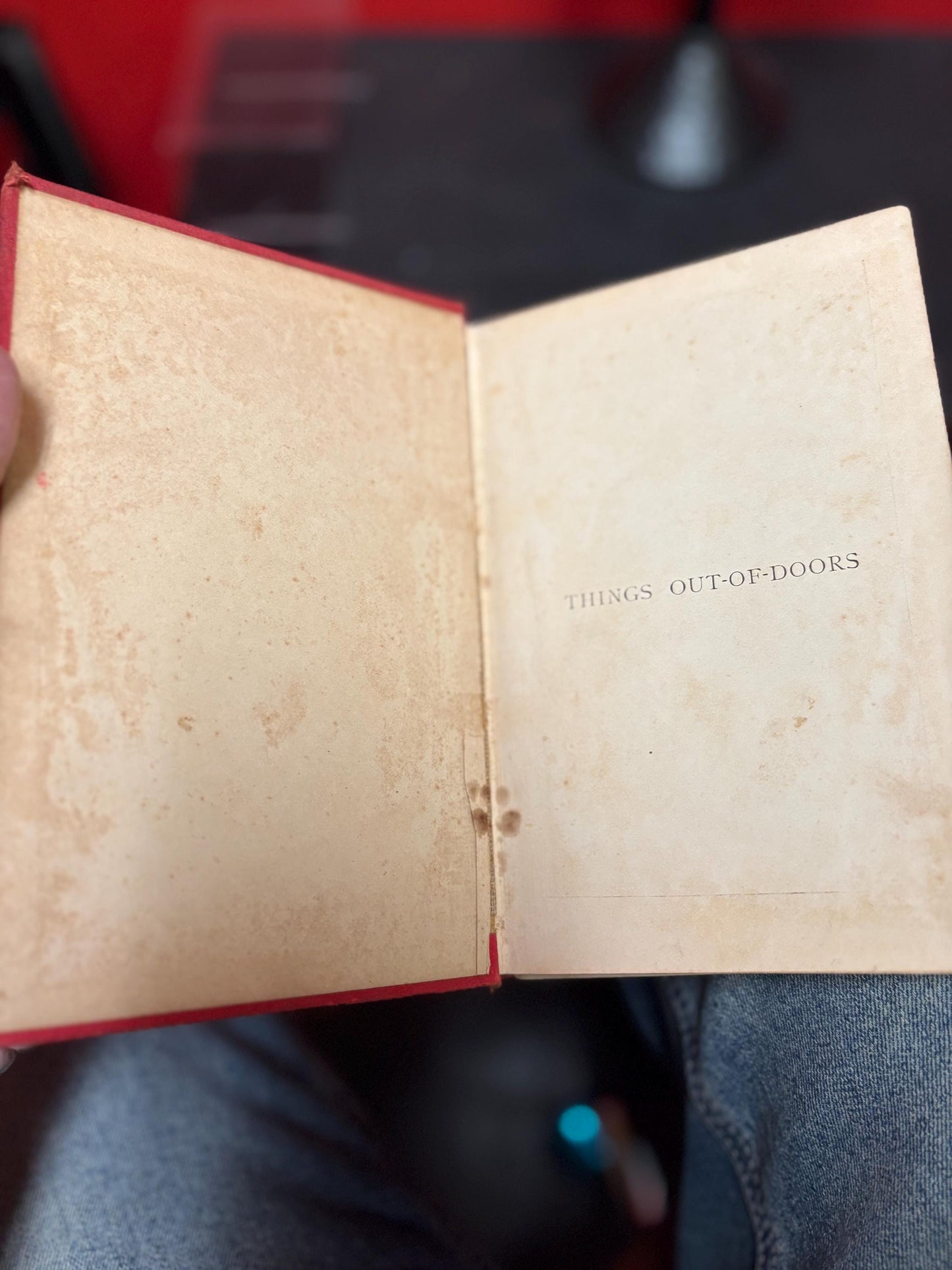 Antique - things out of doors book - with cracked spine and damaged cover  fun book - good value