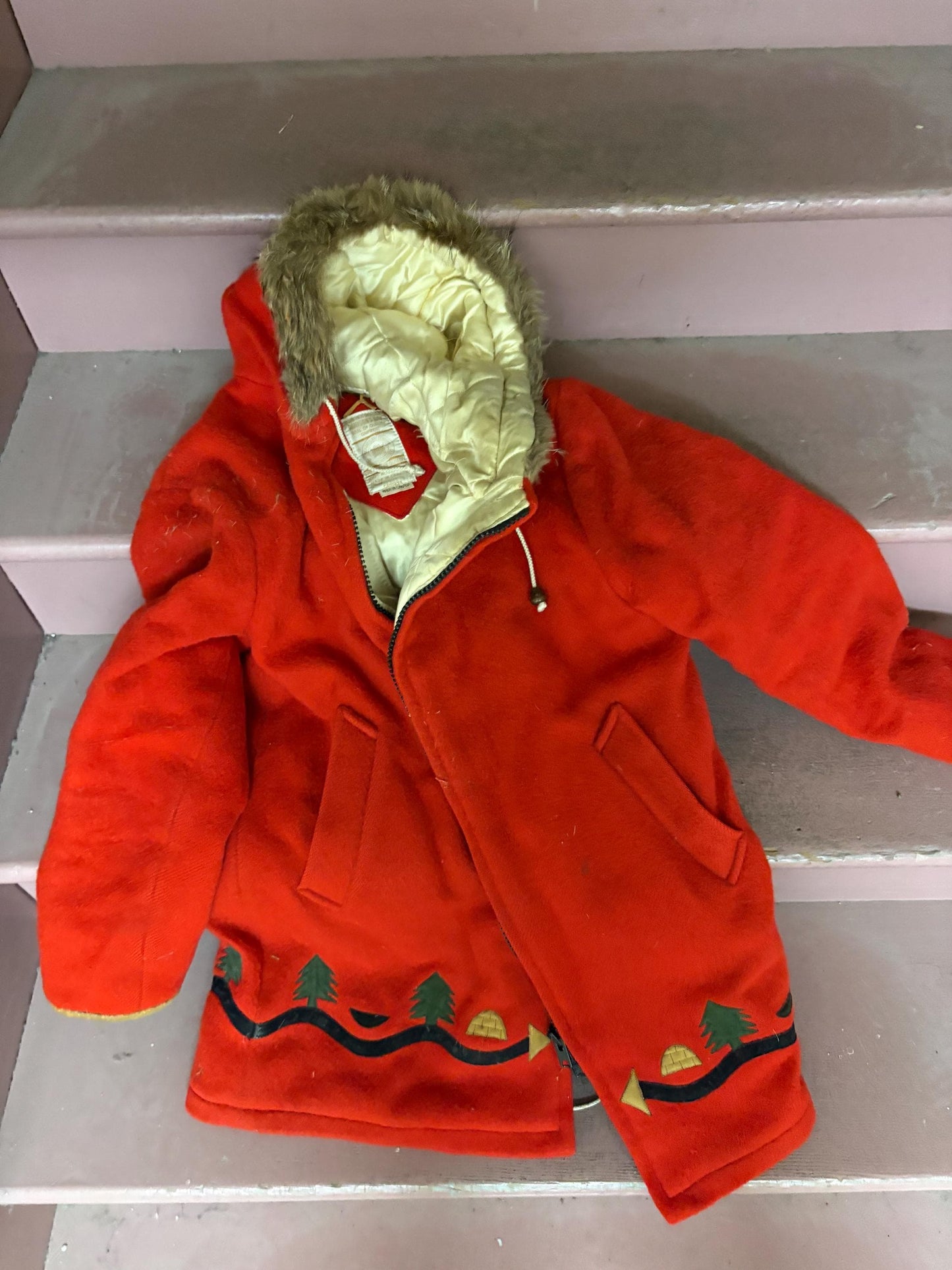 stunning vintage Hudson Bay Company wool jacket - HBC Canadian - approx 36 inches long by duty inches wide and hood 12 inches