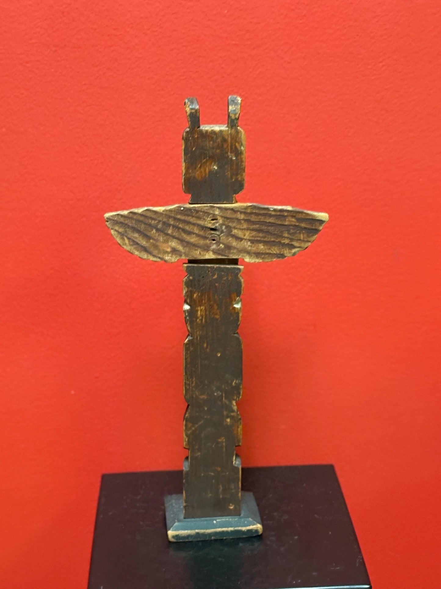 Stunning antique polychrome indigenous first nation pacific north West Coast 12 1/2 x 6 wide totem pole  wonderful condition wow piece -