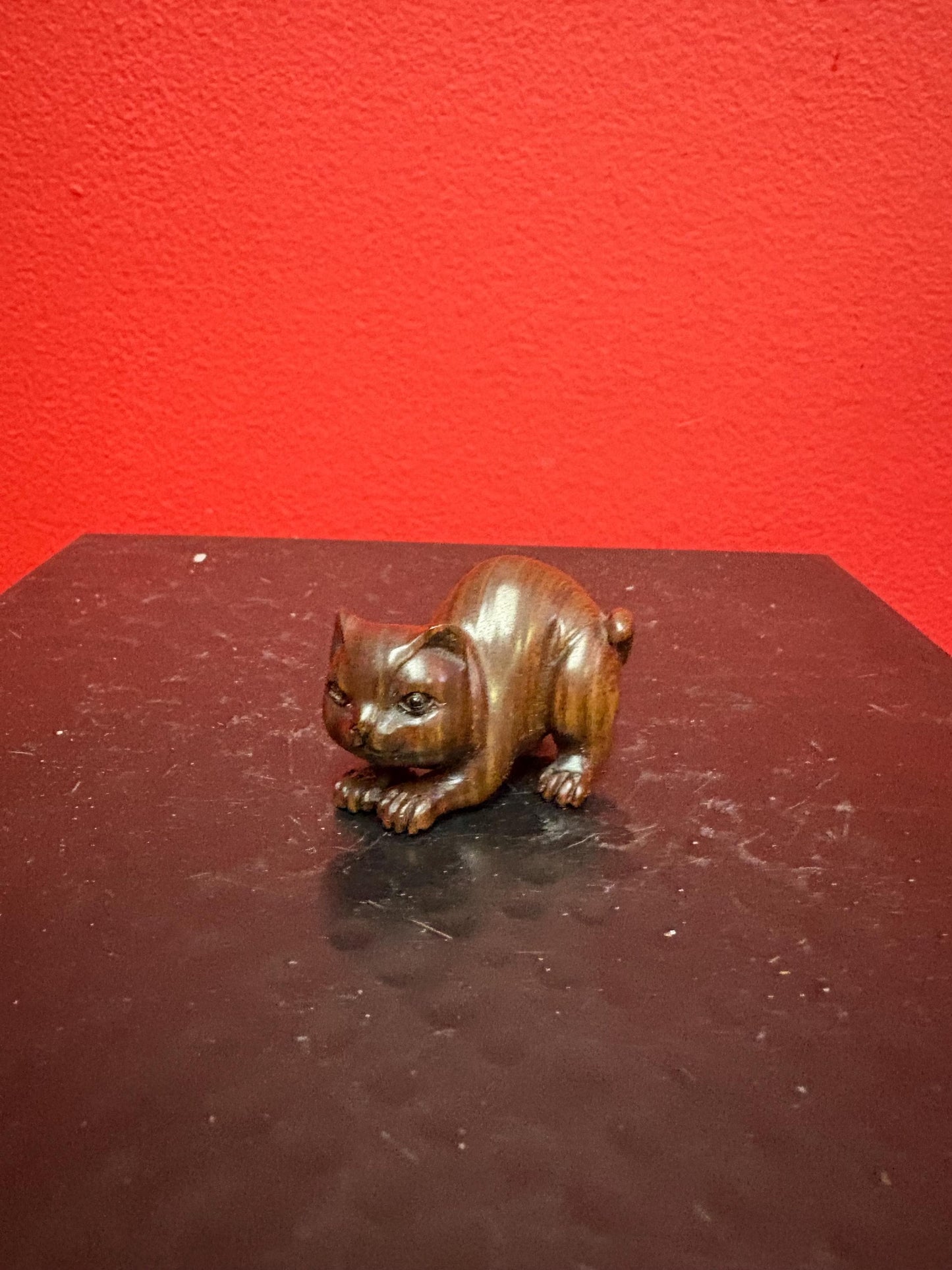 Beautiful Japanese 2 inch long wooden netsuke  antique with great detail  B