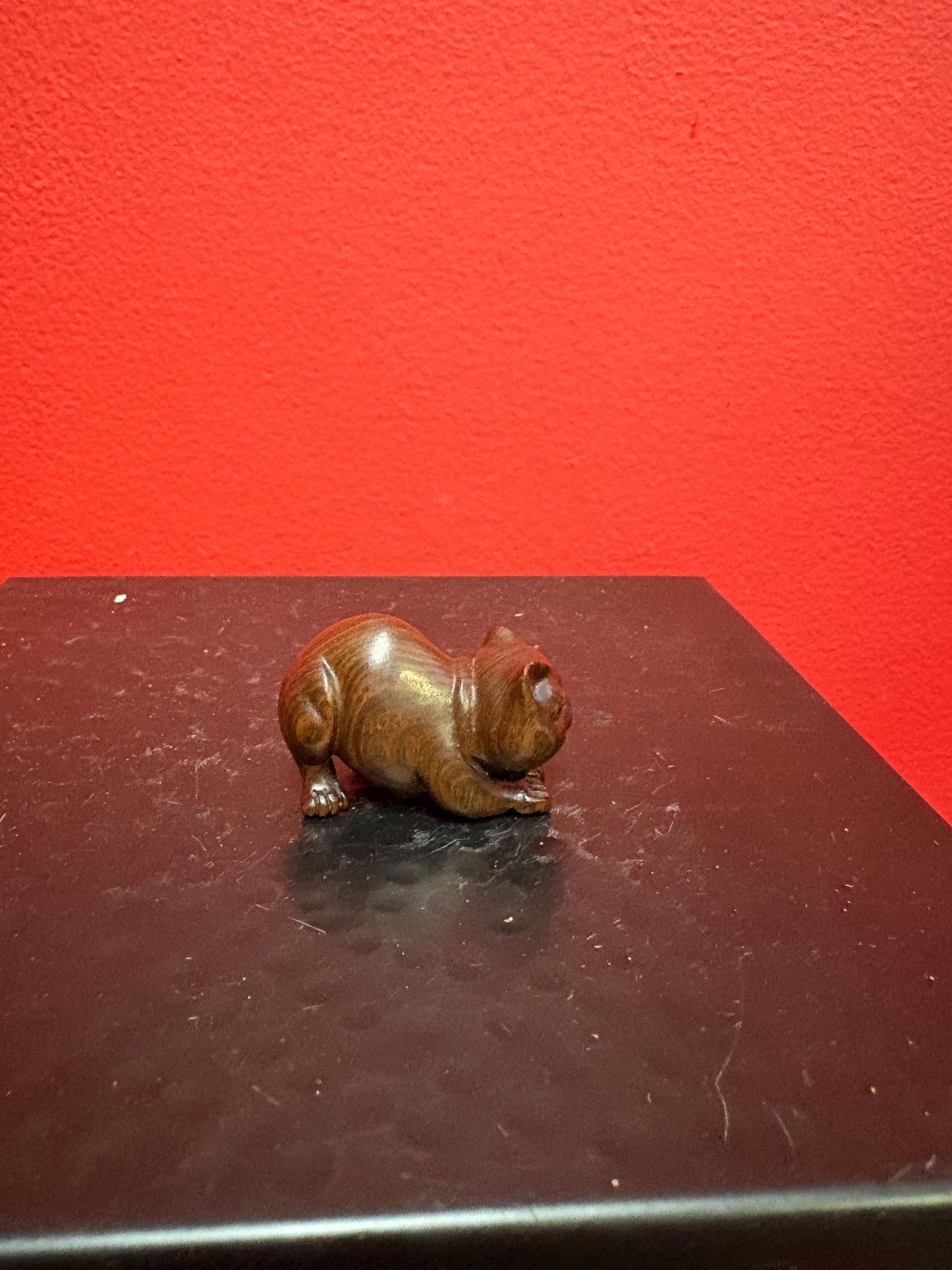 Beautiful Japanese 2 inch long wooden netsuke  antique with great detail  B