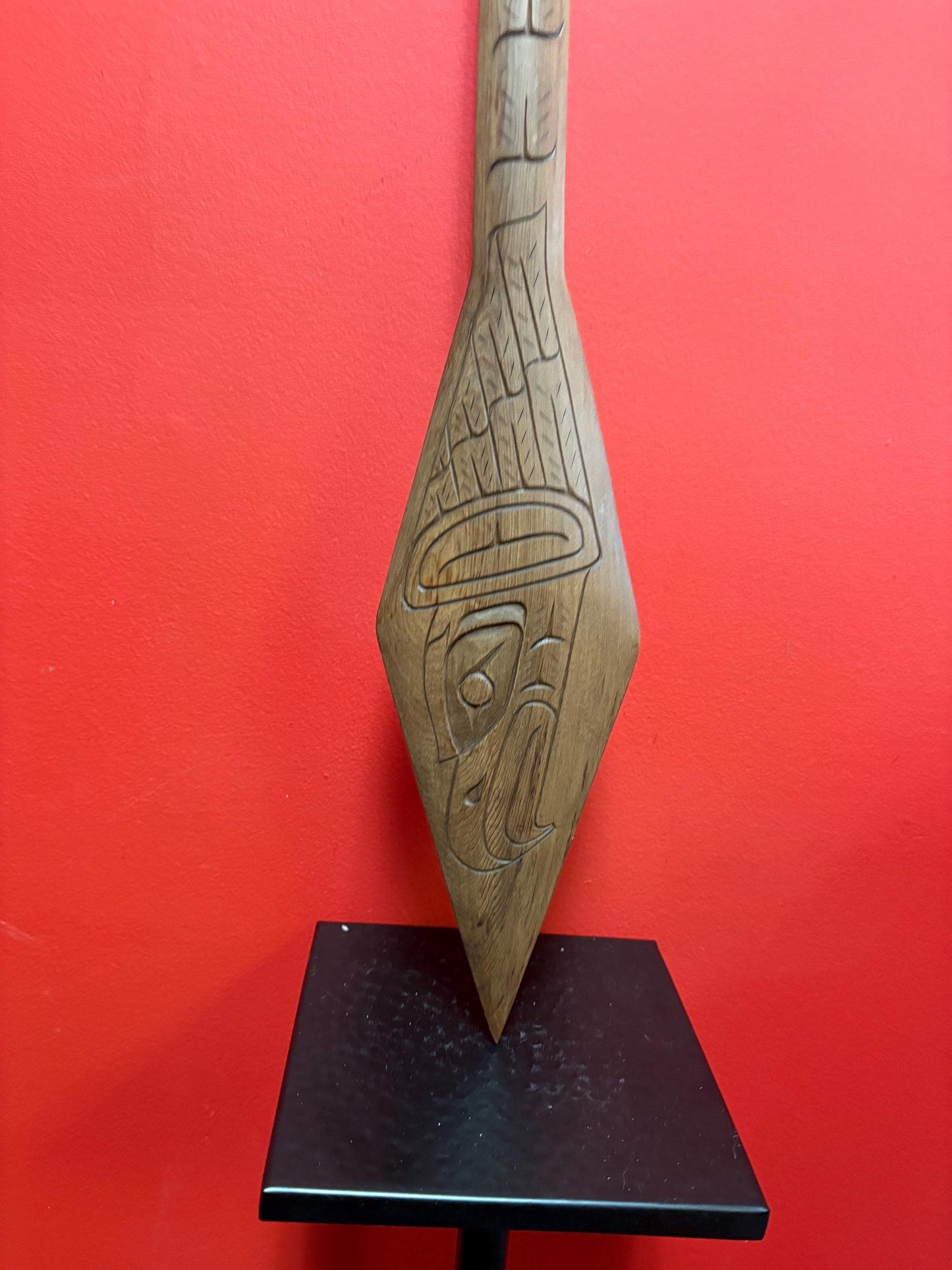 Beautiful 32 x 5 inch eagle paddle  indigenous First Nations Pacific Northwest coast  signed  great detail  needs hanger
