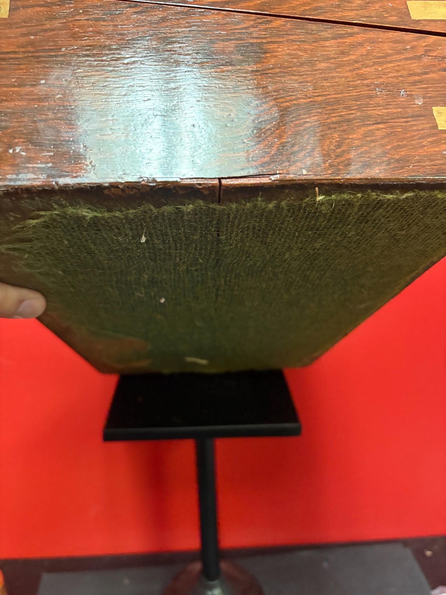 Beautiful 16 x 10 x 6 inch antique walnut and brass lap desk with original inkwells  amazing condition  see photos