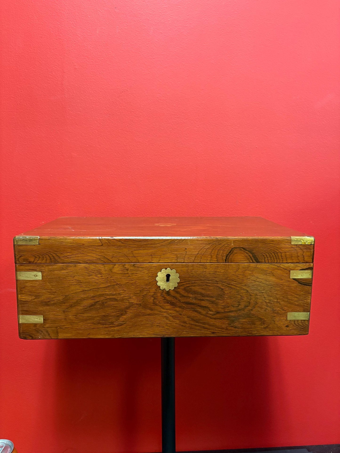Beautiful 16 x 10 x 6 inch antique walnut and brass lap desk with original inkwells  amazing condition  see photos