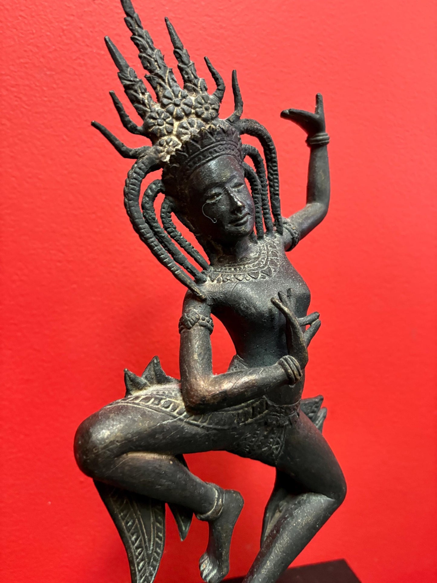 Amazing antique early 19 century 14 inch tall Indian ASPARA statue  religious iconic  great details and condition  wow