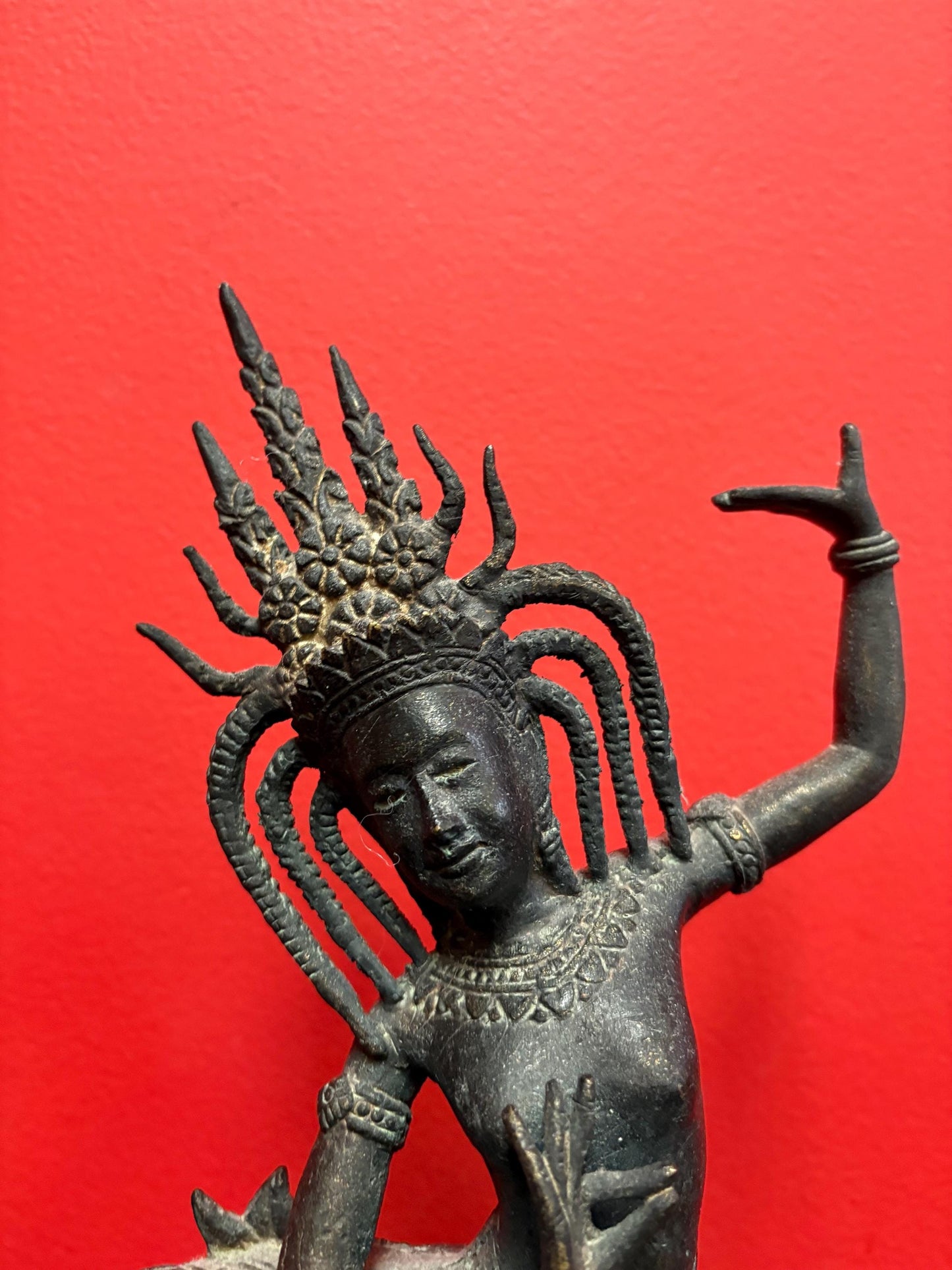 Amazing antique early 19 century 14 inch tall Indian ASPARA statue  religious iconic  great details and condition  wow