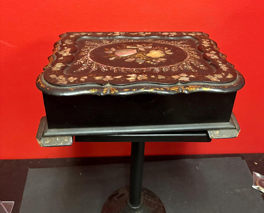 Beautiful antique 10 1/2 x 8 x 3 high English papier-mâché and mother of Pearl lap desk 19 century - pretty good  condition  wow