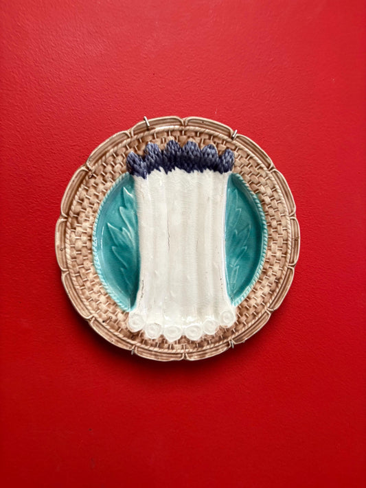 Beautiful 9 inch metal French majolica  plate ready to hang -  good condition but see photos