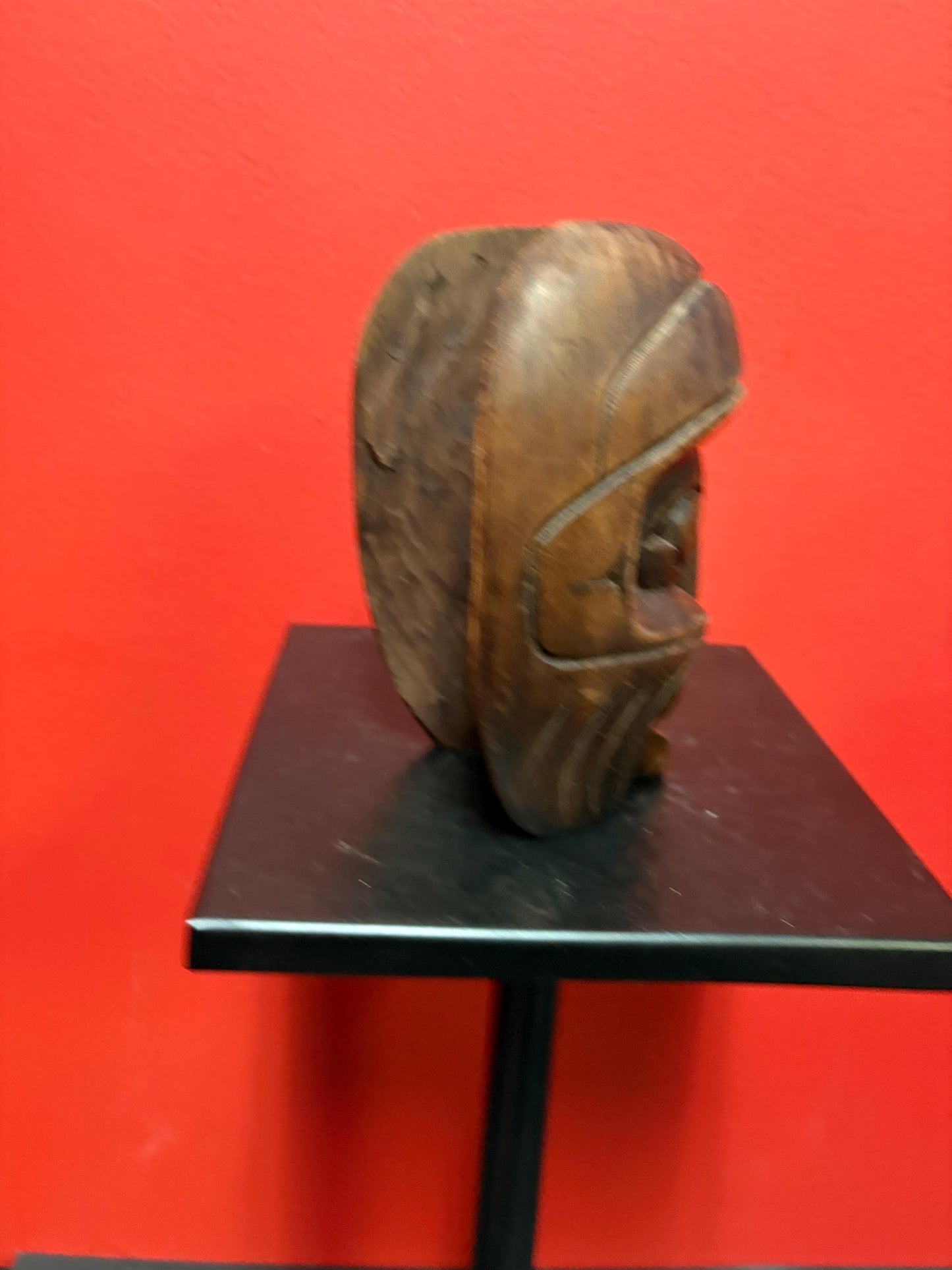 Beautiful indigenous first nations Pacific Northwest coast 6 inch tall and signed vintage cedar mask - great detail