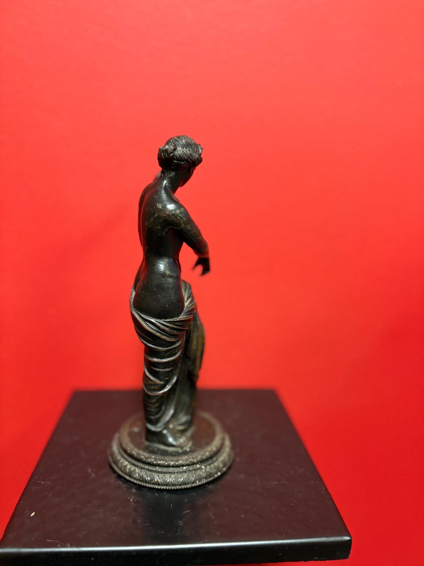 Stunning antique  bronze statue of a partially covered Lady   8.5 inches tall wonderful detail amazing gift -great patina  wow wow