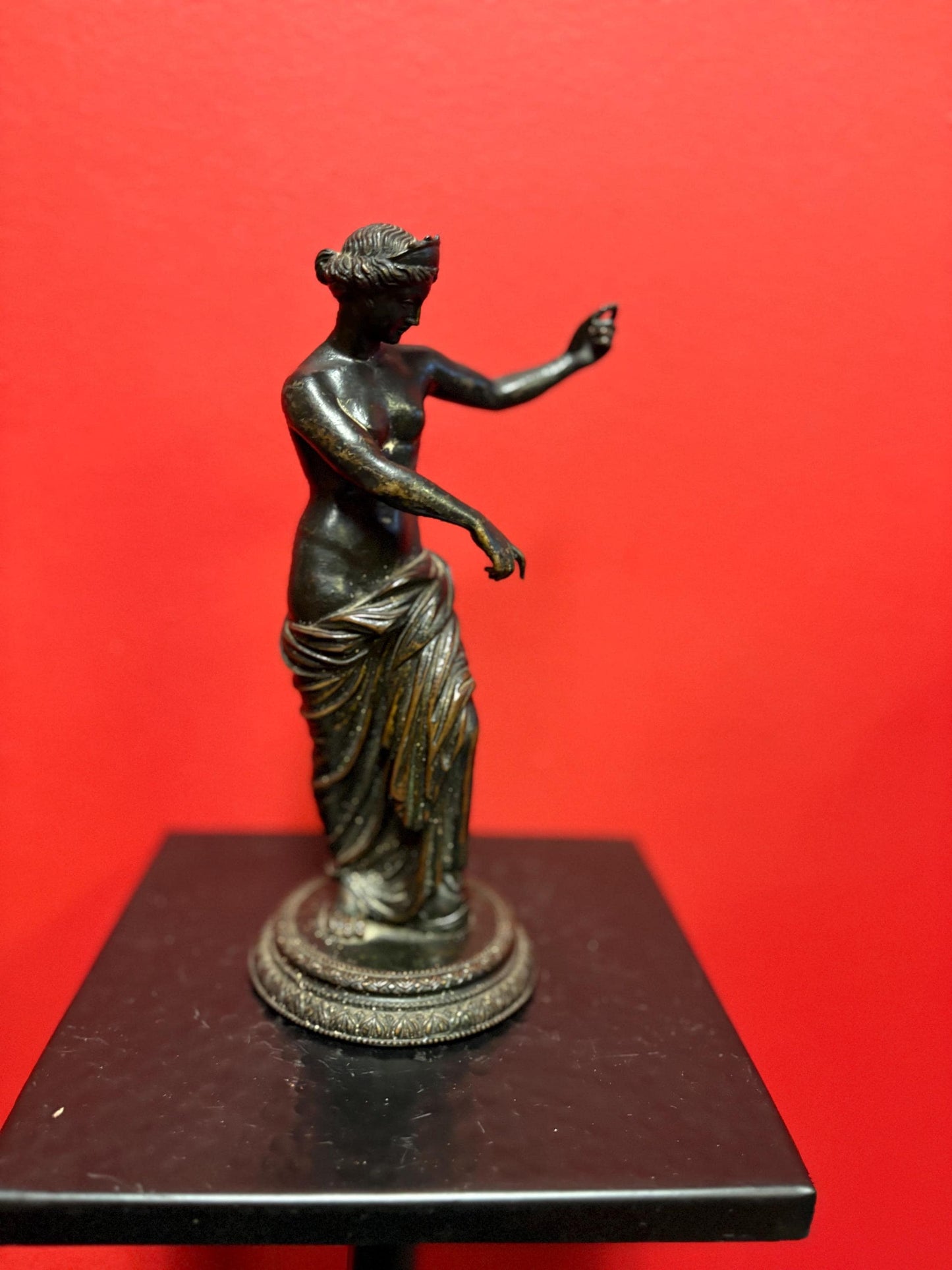 Stunning antique  bronze statue of a partially covered Lady   8.5 inches tall wonderful detail amazing gift -great patina  wow wow