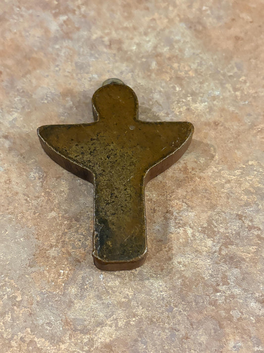 Beautiful antique 4 x 3 very heavy, bronze angel statue ready to hang   wonderful patina  wonderful Christmas gift