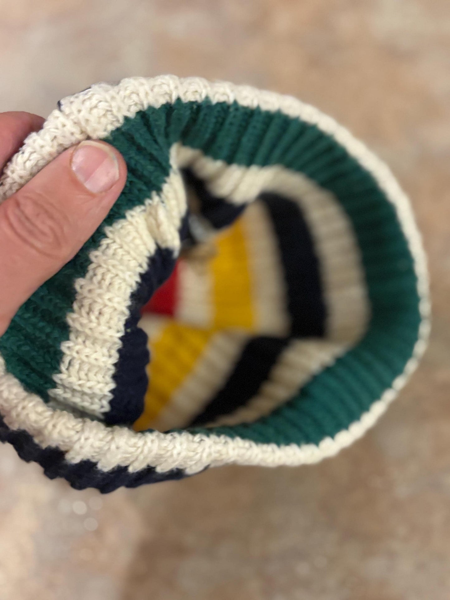 Beautiful Hudson Bay Company HBC wool and acrylic toque hat  original label  great value  9 x 9 inches  iconic  HBC  gift