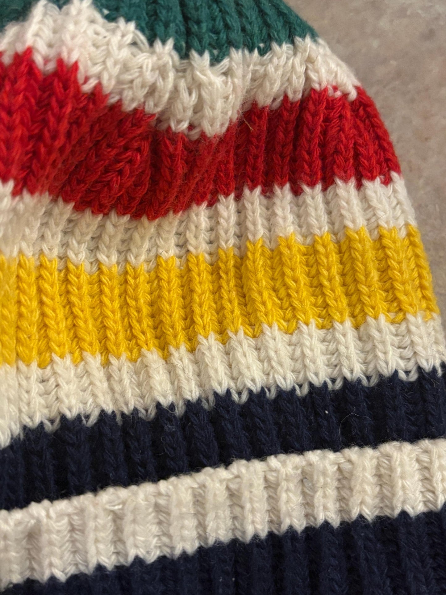 Beautiful Hudson Bay Company HBC wool and acrylic toque hat  original label  great value  9 x 9 inches  iconic  HBC  gift