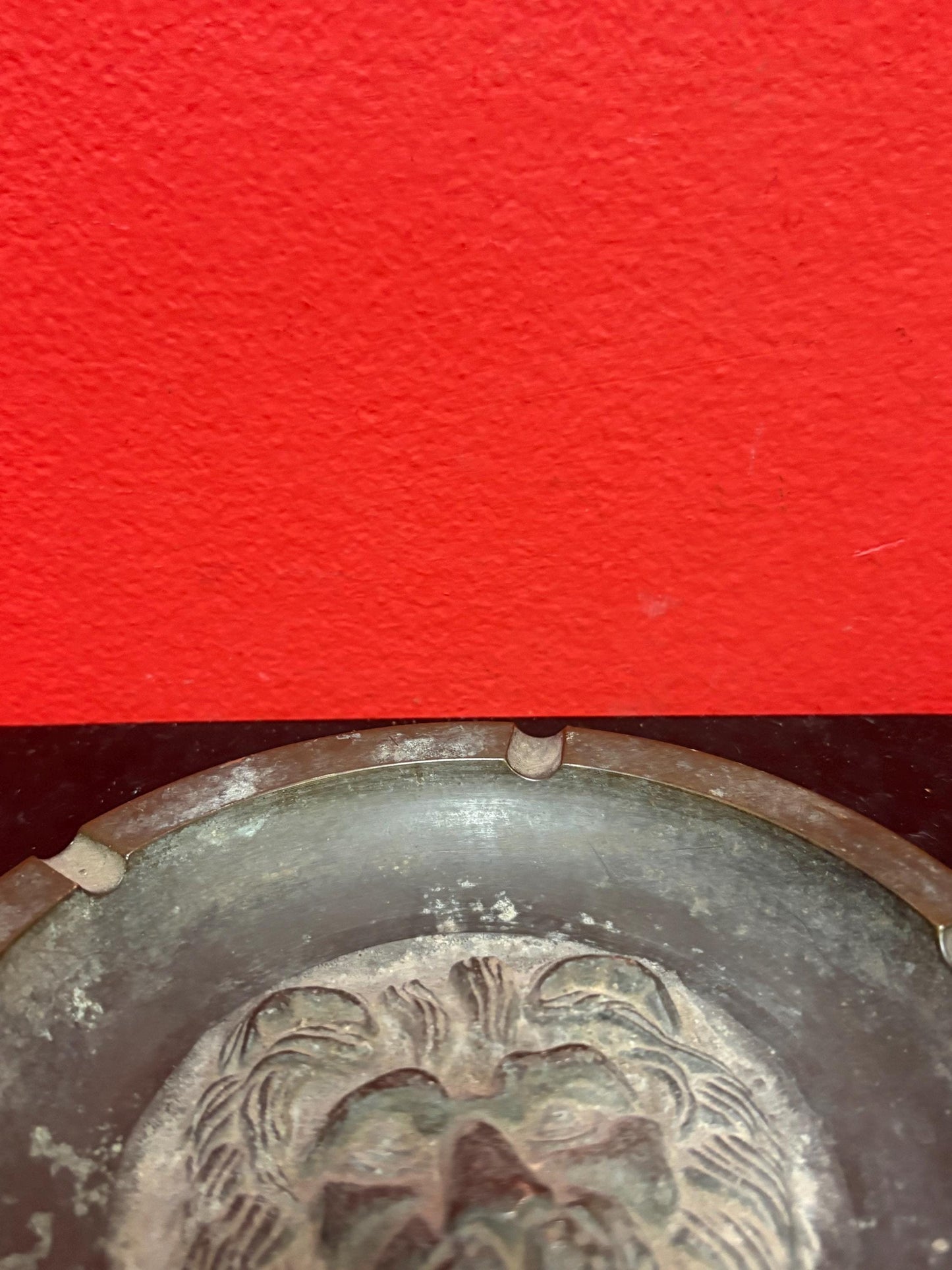 the most amazing antique bronze lion ashtray dish  - 6 inches with awesome patina  wow