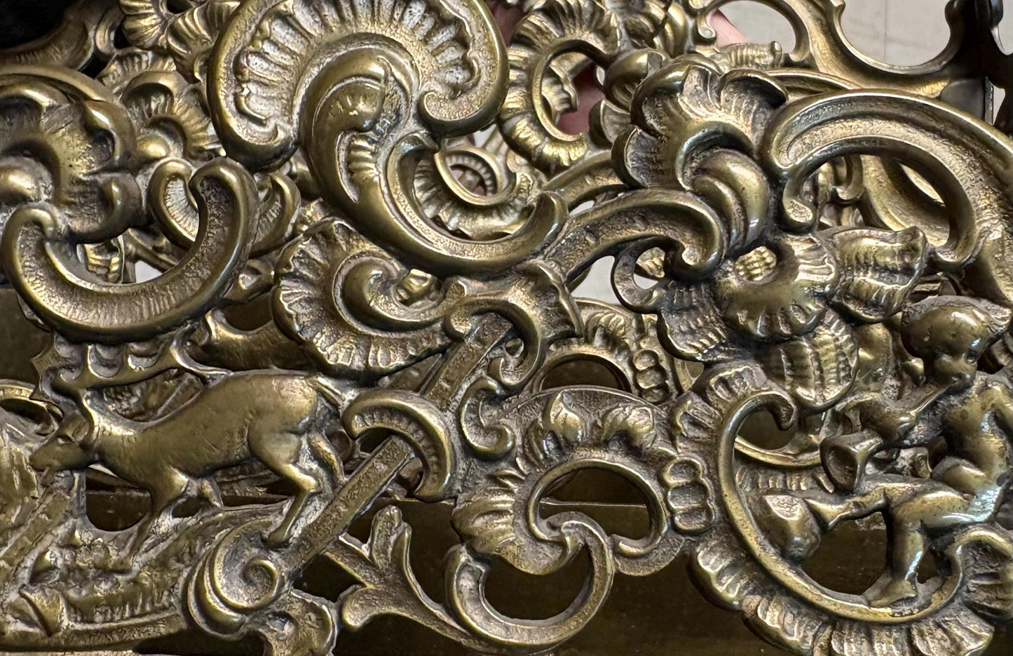 Stunning antique English 8 x 4 by 6 inch high brass letter rack with amazing imagery great to use or gift  desk decor