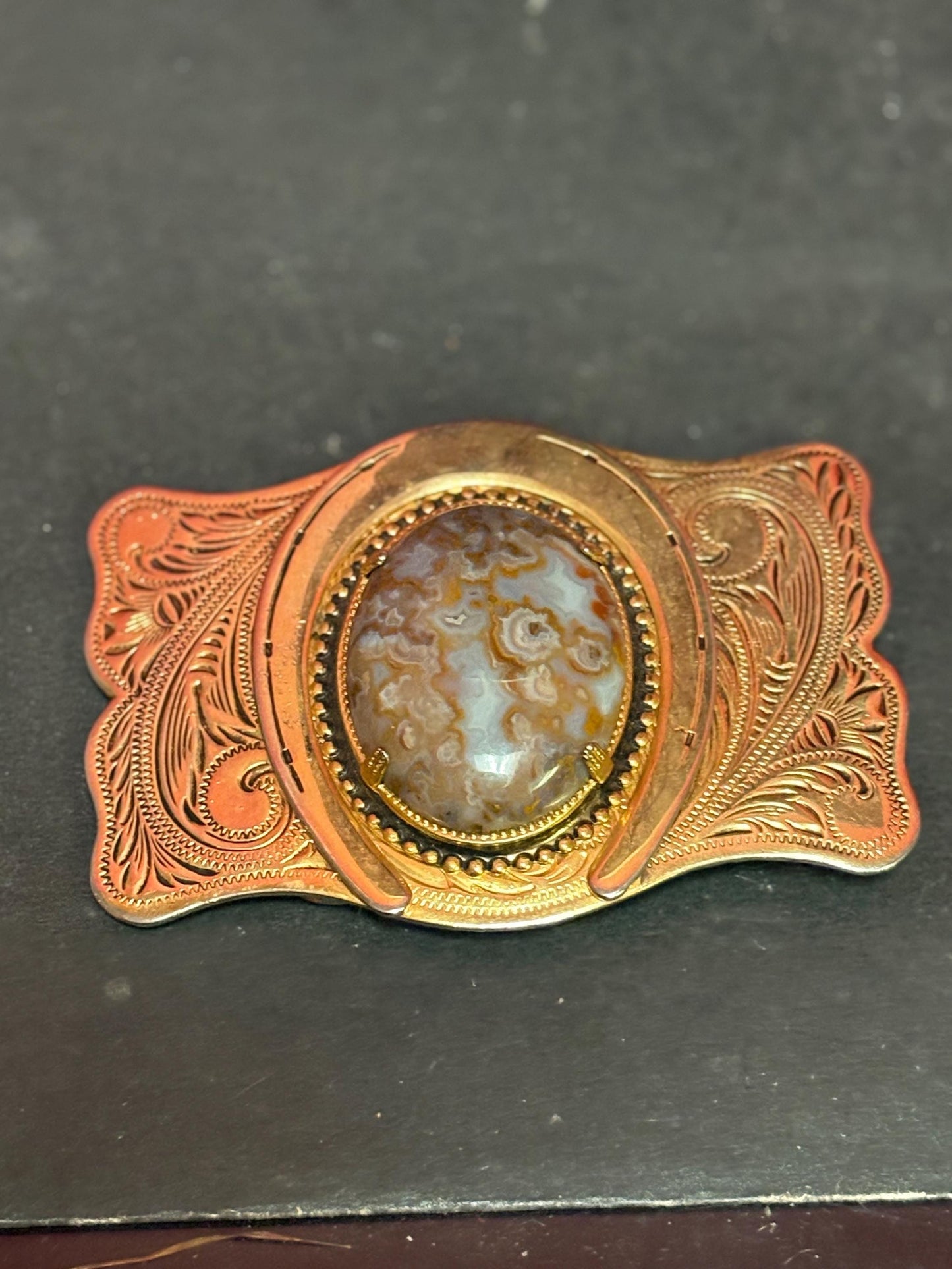 Huge cool 4 inch metal and stone lucky belt buckle  wow