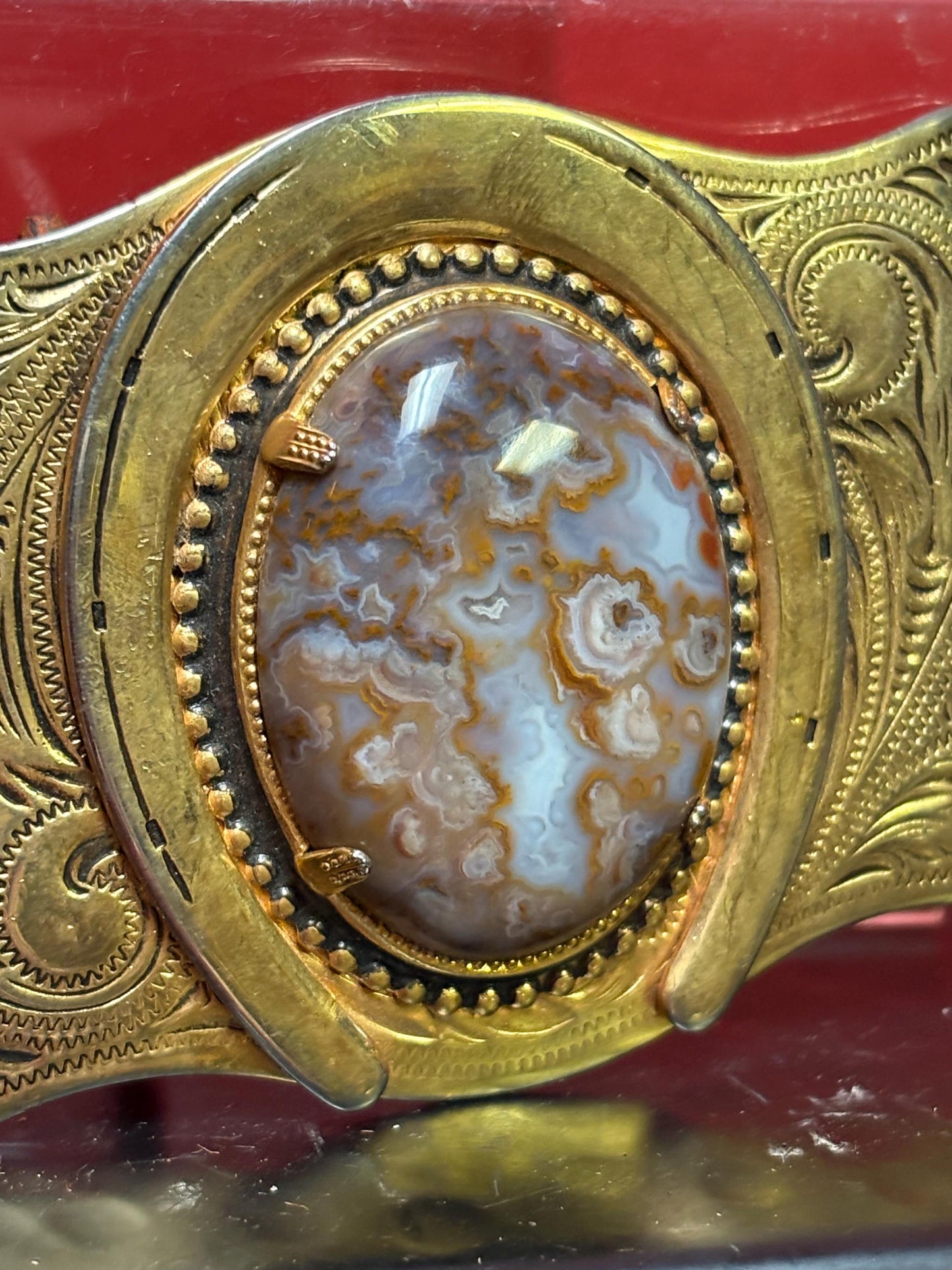 Huge cool 4 inch metal and stone lucky belt buckle  wow