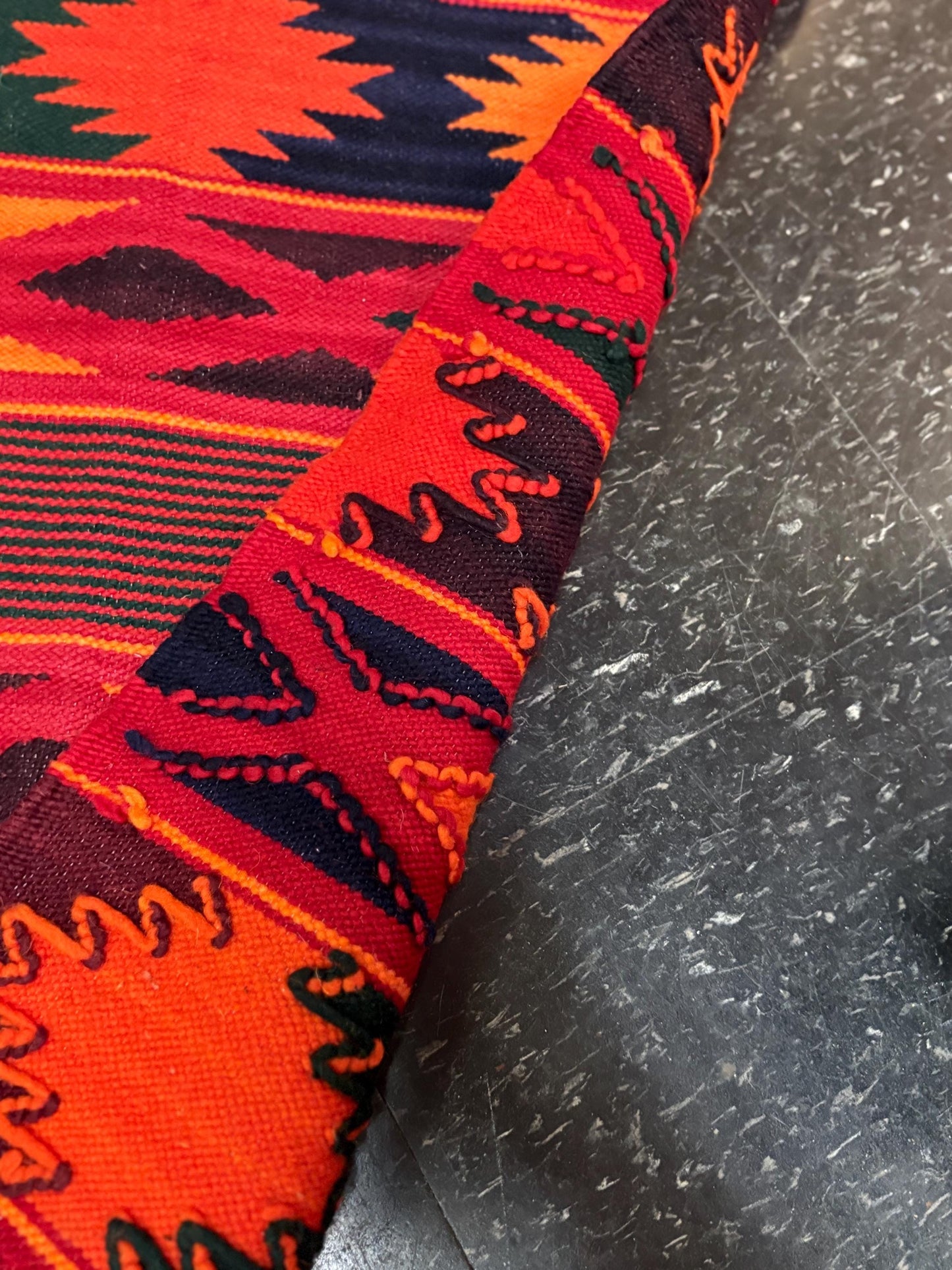 Handmade vintage South American Ecuadorean wool wall hanging or small rug - fabulous condition - 34 x 24  inches wide  great value