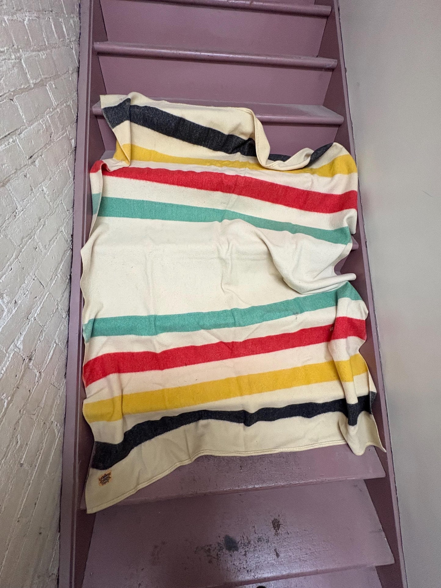 Stunning HBC Hudson Bay Company style wool antique blanket - made by Ayers  great value -approximately 64 x 56 - great condition