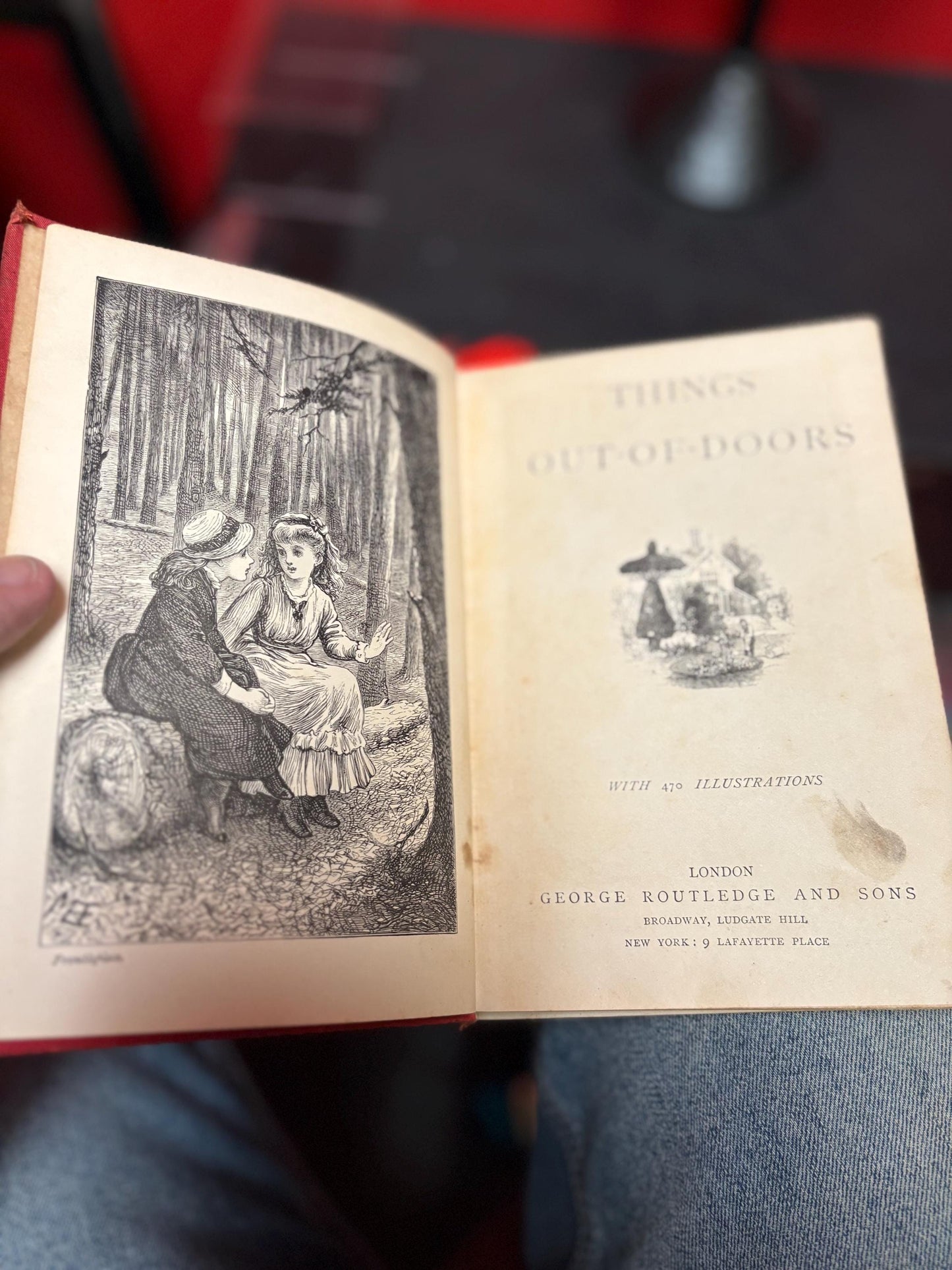 Antique - things out of doors book - with cracked spine and damaged cover  fun book - good value