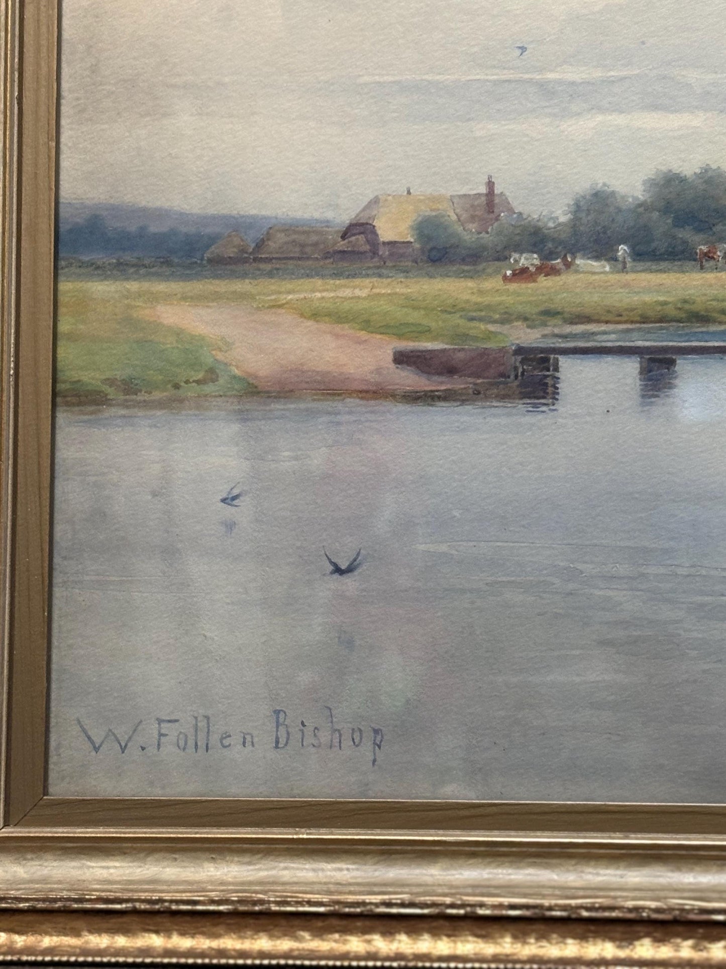 W. Follen Bishop - Stunning antique English watercolour - 20 x 15 inches - famous listed artist.  wonderful detail and great frame