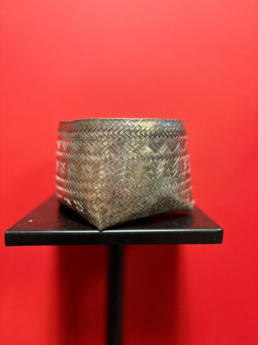 Lovely antique weaved silver basket   6 x 4 high flexible and unusual - untested  wow