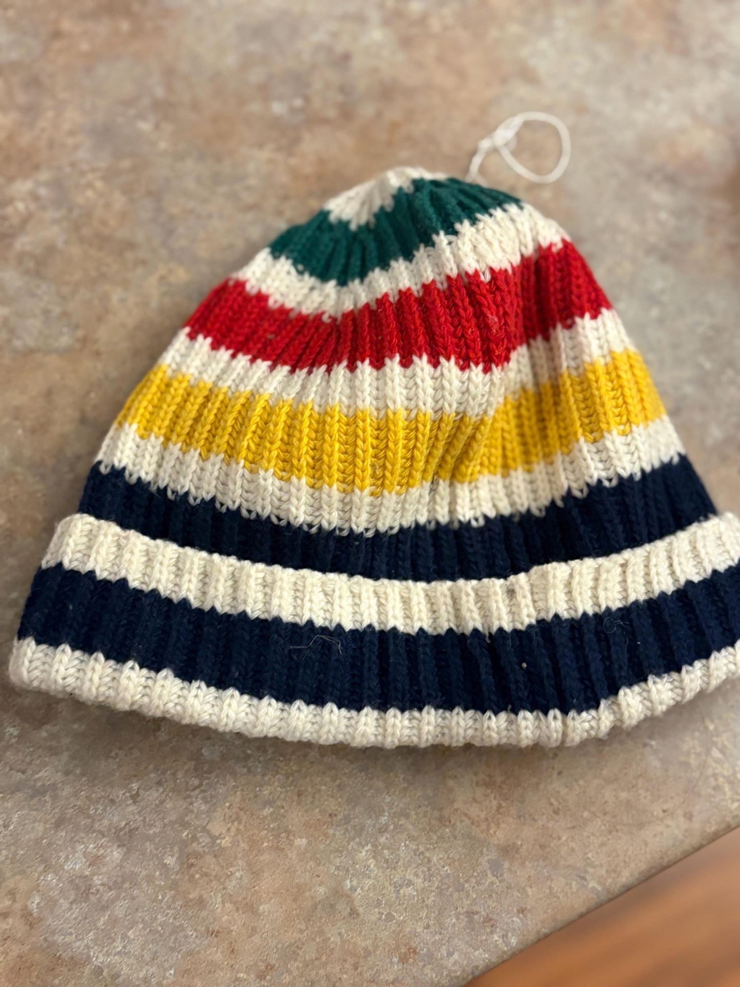 Beautiful Hudson Bay Company HBC wool and acrylic toque hat  original label  great value  9 x 9 inches  iconic  HBC  gift